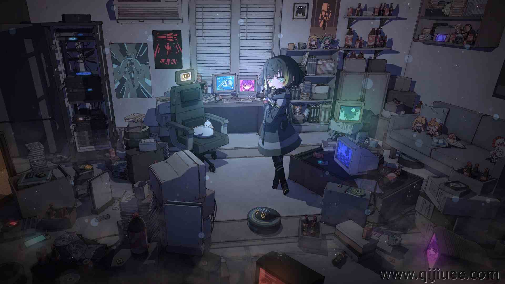 看着观众 短发 动漫女孩 室内 电脑壁纸 4K壁纸3840 x 2160/1.56 MB-柒染云阁