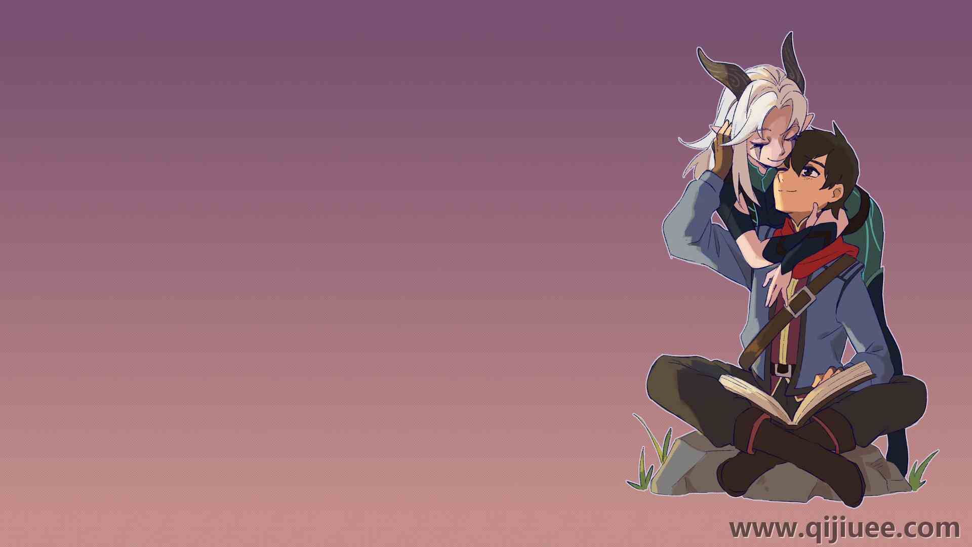 精灵 紫色皮肤 白发 拥抱 夫妇 电脑壁纸 4K壁纸3840 x 2160/6.63 MB-柒染云阁