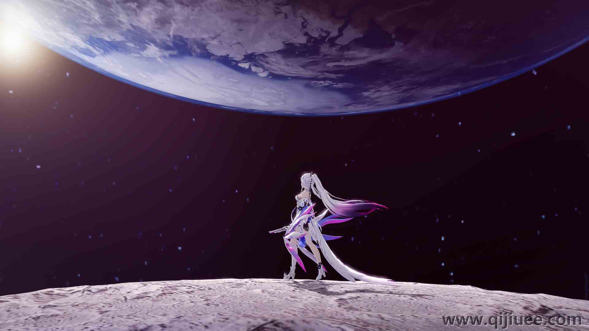 长发 看着离开 步行 行星 星的天空 空间 星星 电脑壁纸 4K壁纸3840 x 2160/6.28 MB-柒染云阁