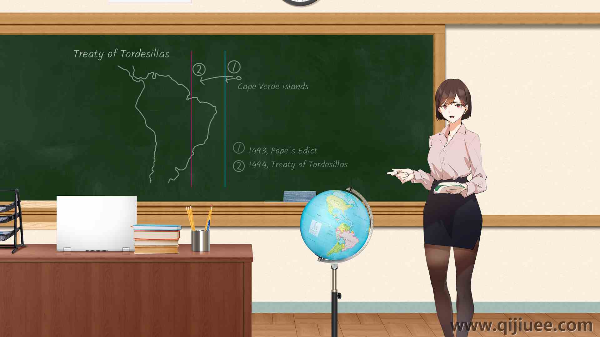 教室 桌子 教师 世界历史 地球仪 电脑壁纸 4K壁纸5200 x 3900/11.53 MB-柒染云阁