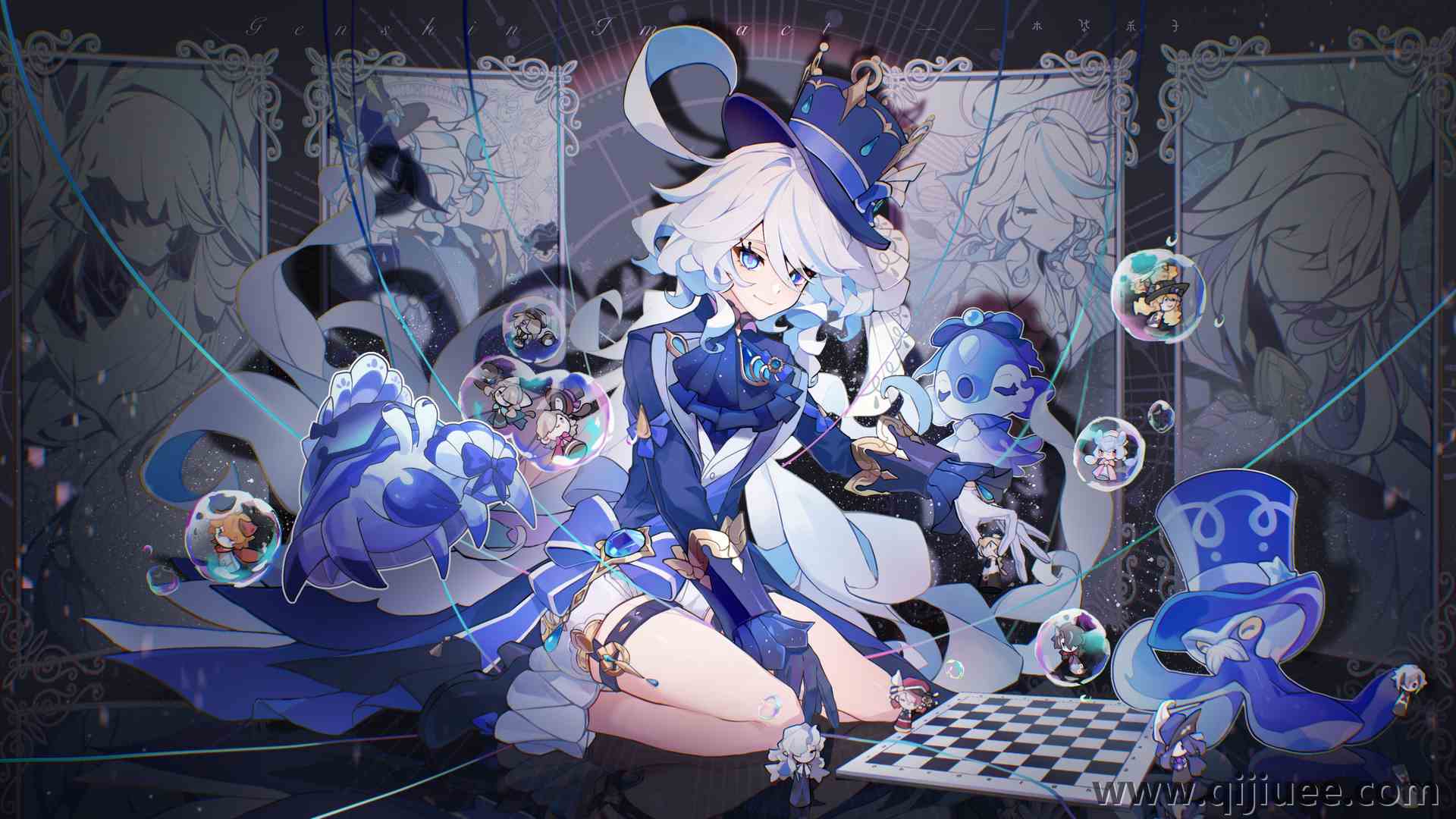 蓝色魔术帽 国际棋盘 动漫 动漫女孩 电脑壁纸 4K壁纸4096 x 2160/6.79 MB-柒染云阁