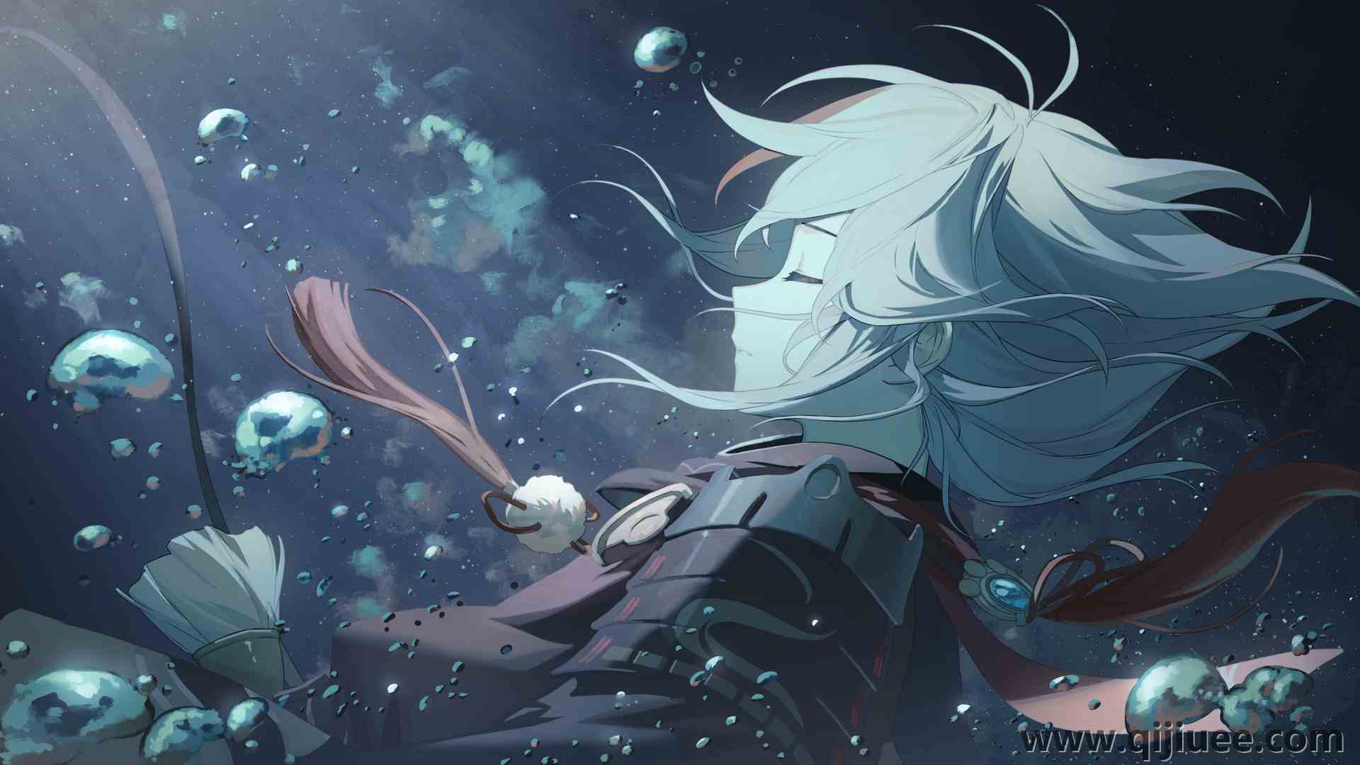 原神 水下 水 气泡 艺术 插画 绘画 女孩 电脑壁纸 4K壁纸4096 x 2160/3.22 MB-柒染云阁