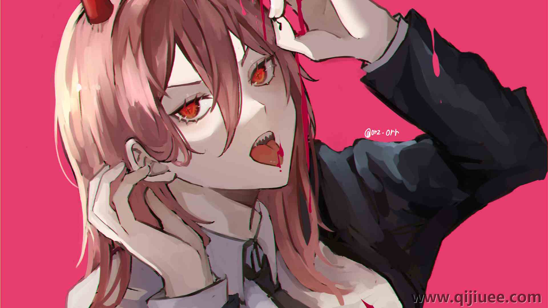 电锯人 动漫 女孩 力量 红色 角色 插画 电脑壁纸 4K壁纸4096 x 3628/6.22 MB-柒染云阁