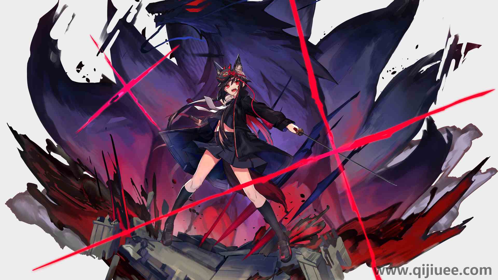 原创 人物 头发   红眼睛 动漫 女孩 明日方舟 电脑壁纸 4K壁纸5730 x 4900/15.84 MB-柒染云阁
