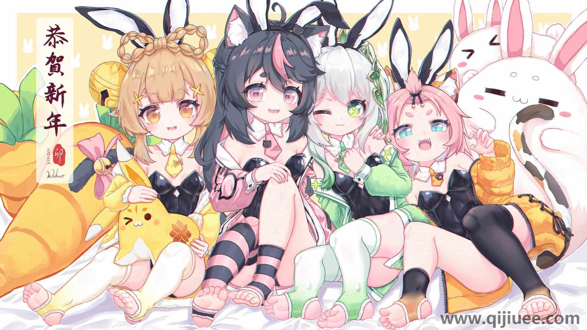 微笑 嘴巴 动漫  女孩 原神 瑶瑶 直田 迪奥娜 兔子女孩 兔耳朵 脸红 长袜   电脑壁纸 4K壁纸3840 x 2160/3.07 MB-柒染云阁