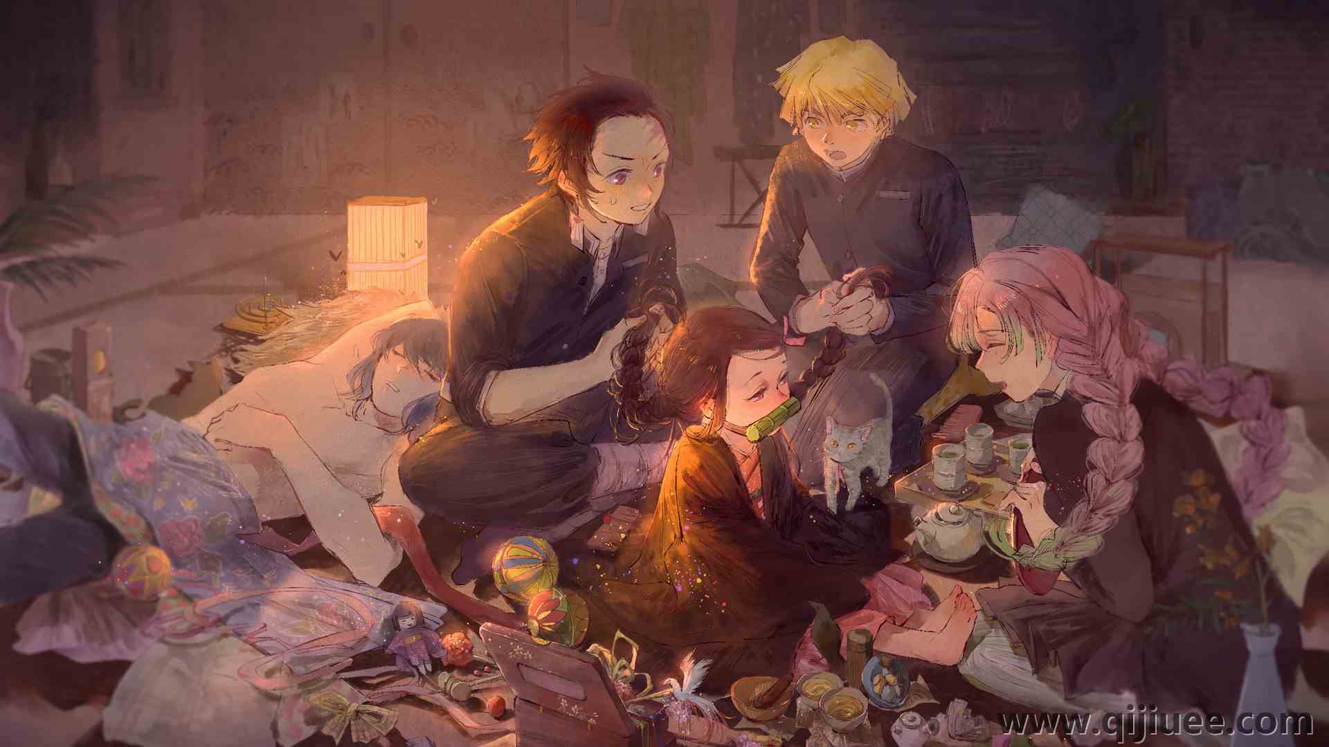 粉色 头发 长发 京津无八叶 动漫  艺术 猫 动物  电脑壁纸 4K壁纸3840 x 2160/1.84 MB-柒染云阁