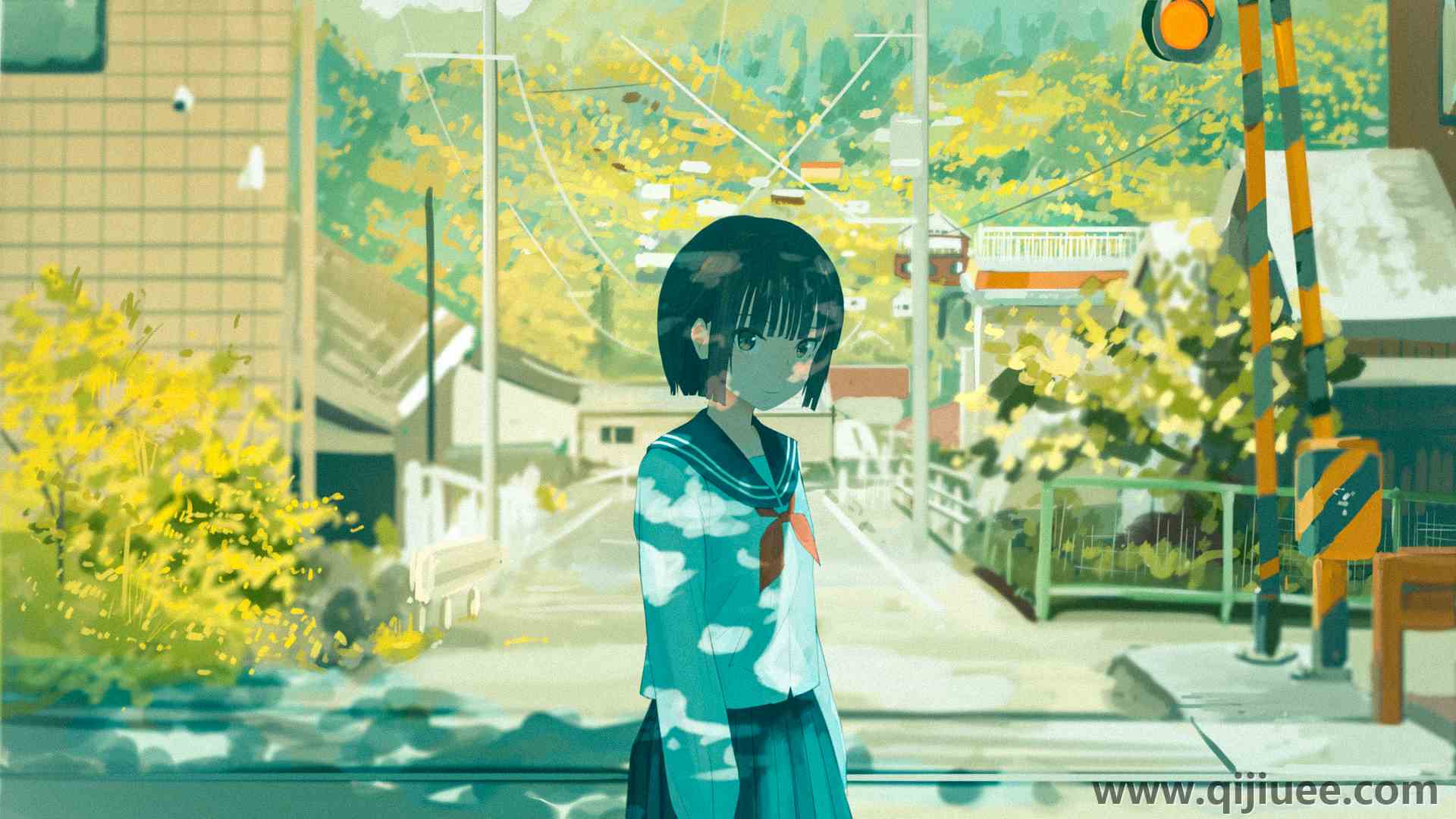短发 夏天 校服 阳光 动漫 女孩 黑发 铁路  电脑壁纸 4K壁纸3840 x 2160/12.63 MB-柒染云阁