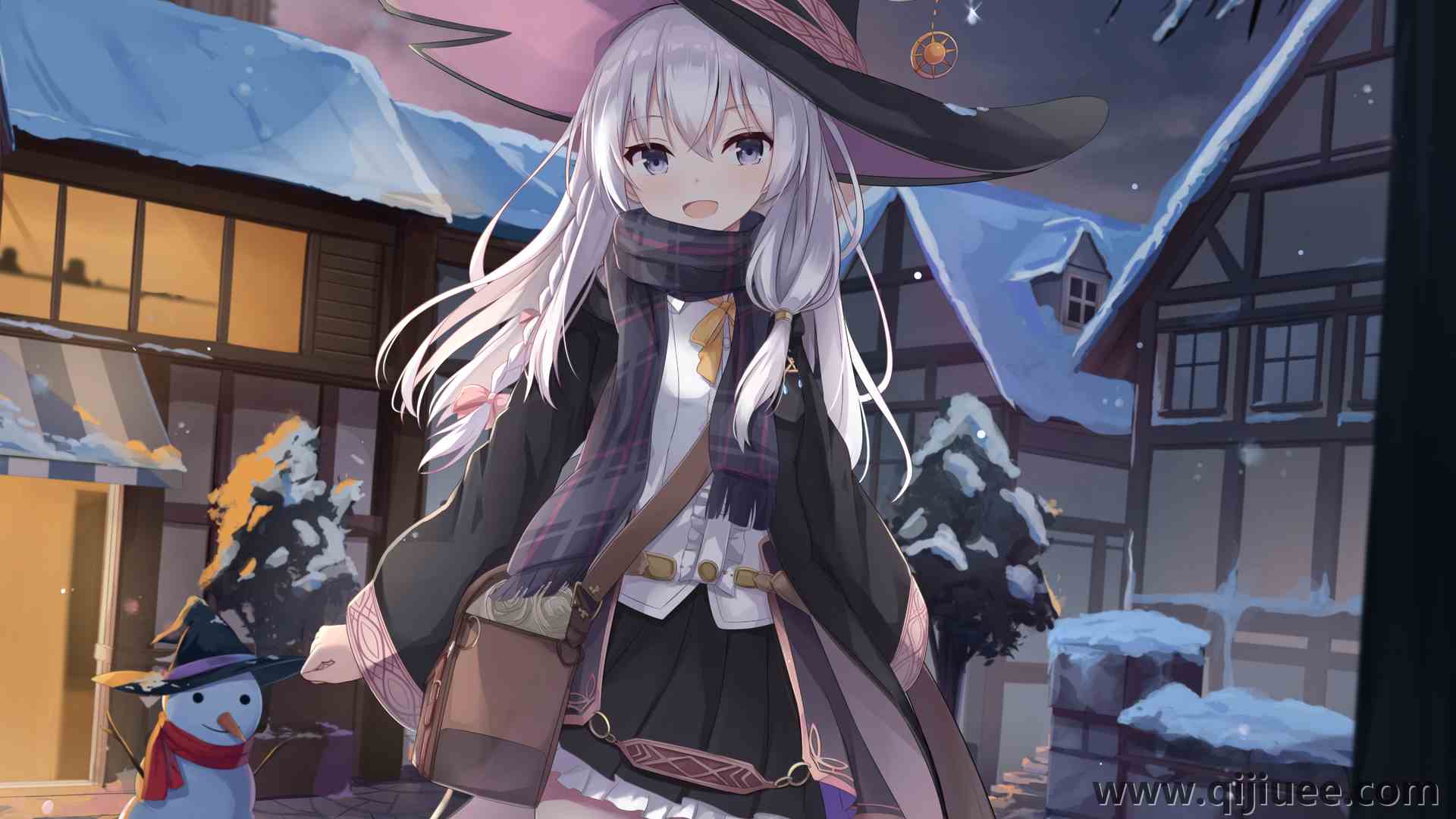 白发 动漫 女孩 雪 裙子 帽子 女巫帽 雪人  电脑壁纸 4K壁纸4012 x 2832/6.71 MB-柒染云阁