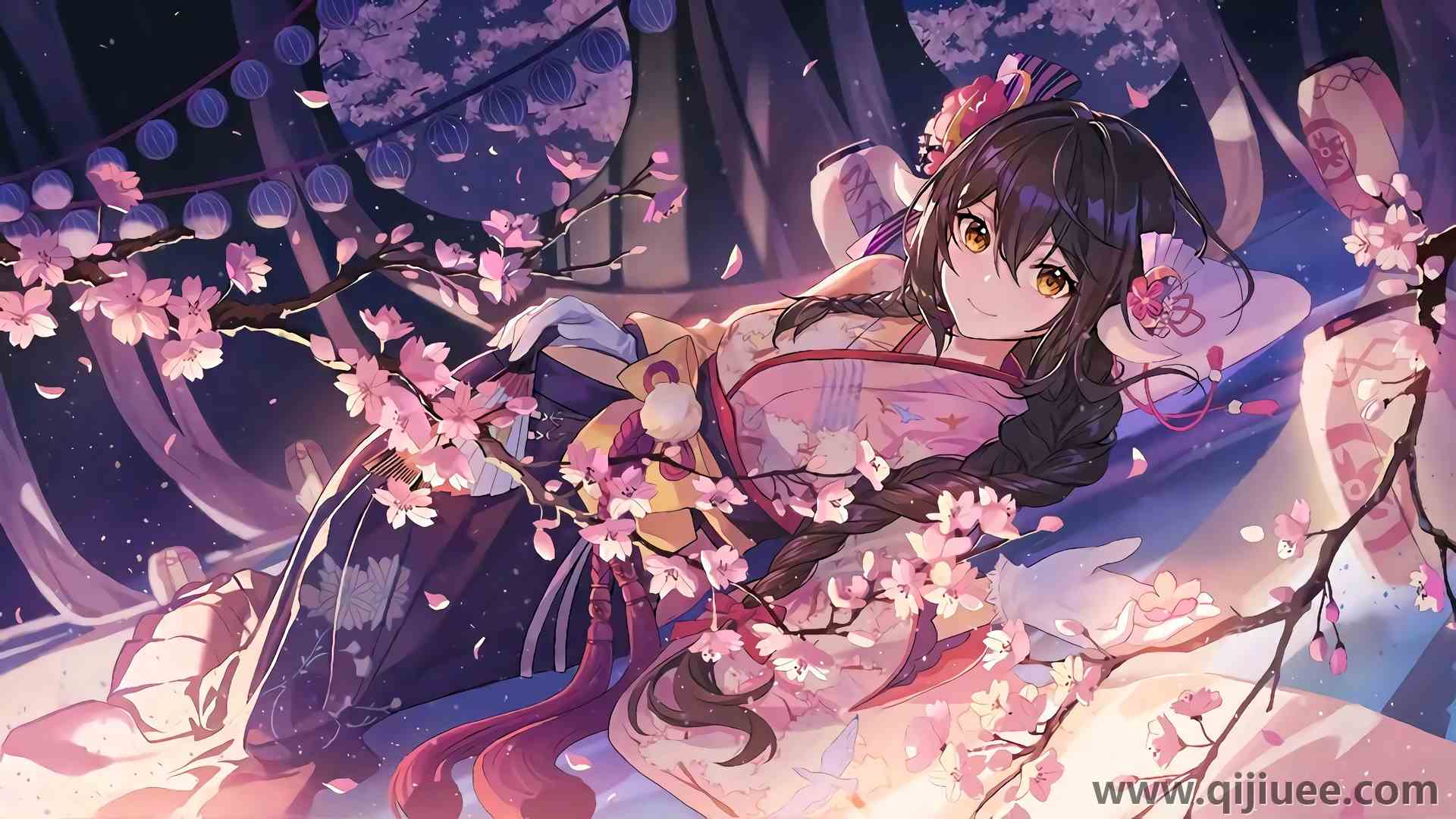 微笑 头发 长发 仰卧 躺着 辫子 蔚蓝 动漫 女孩  电脑壁纸 4K壁纸5460 x 3072/2.08 MB-柒染云阁