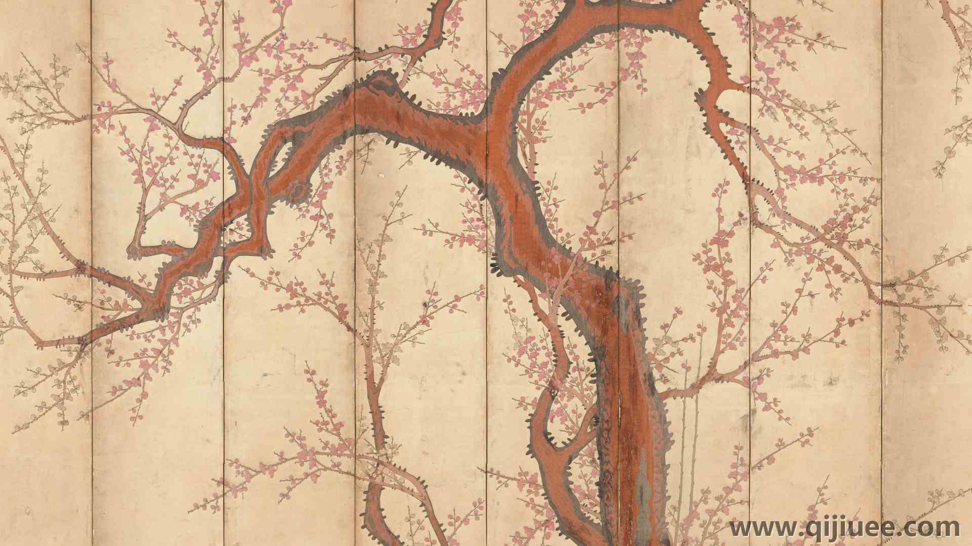 刺绣 绘画 梅树 中国 墨画 艺术 古风 电脑壁纸 4K壁纸6195 x 2655/4.7 MB-柒染云阁