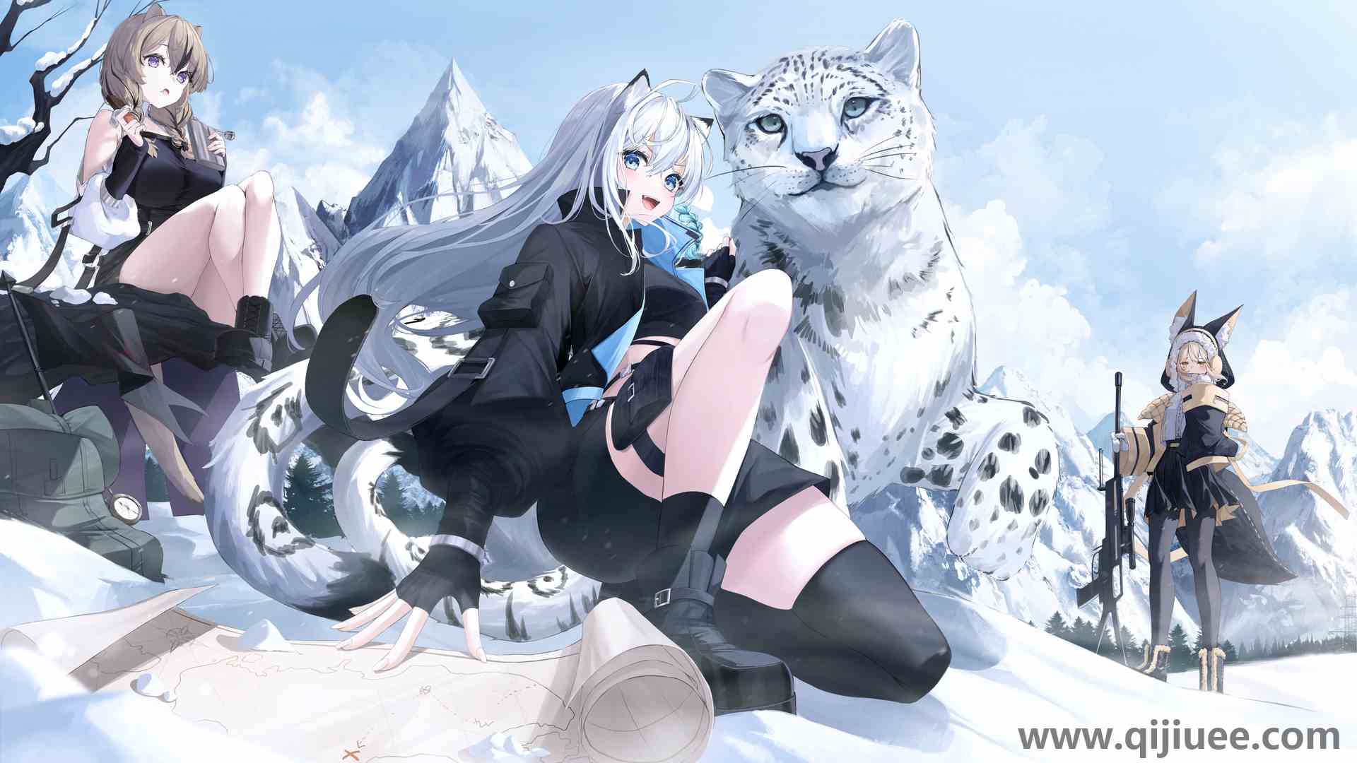 长发 女人 动漫 女孩 老虎 动物 雪 手套 天空 云 兽耳 大腿 电脑壁纸 4K壁纸5000 x 2813/15.76 MB-柒染云阁