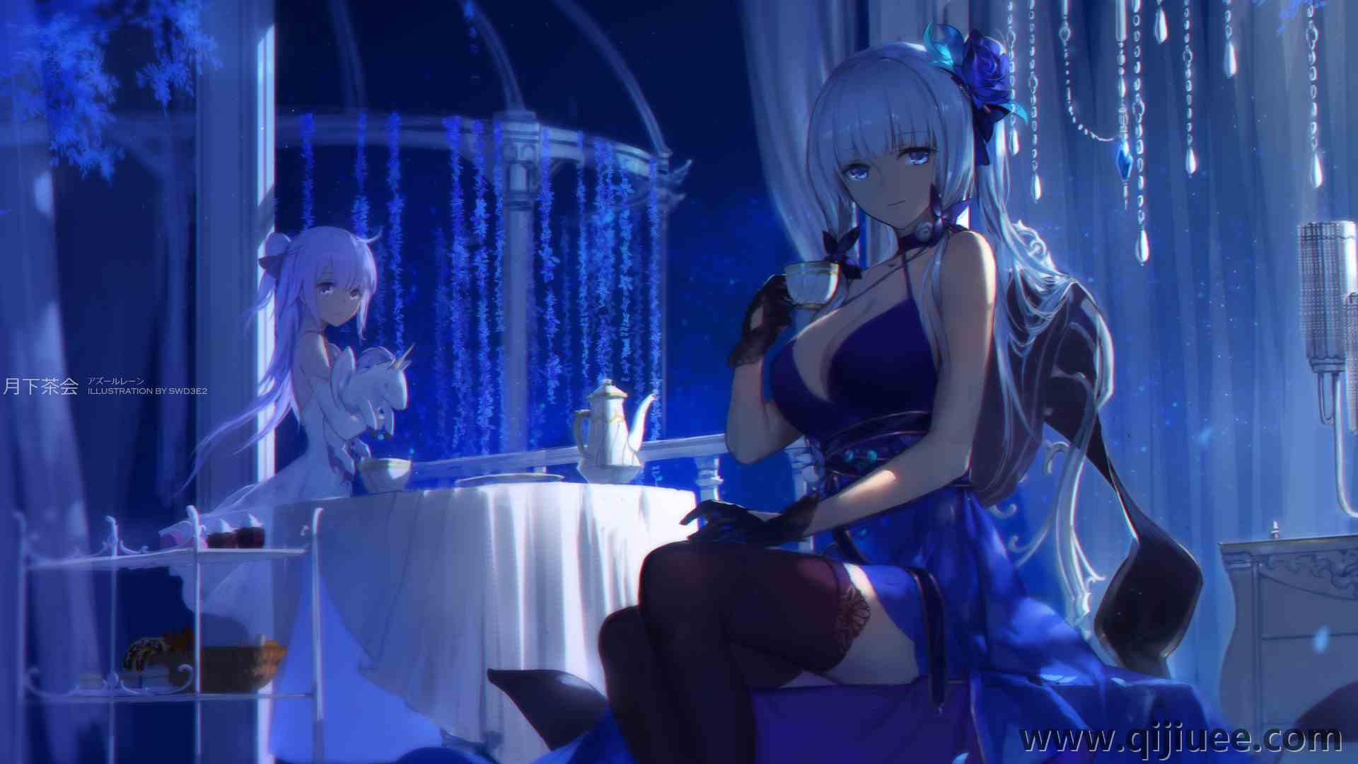 蔚蓝 独角兽 动漫 女孩 连衣裙 大腿  电脑壁纸 4K壁纸4500 x 2355/6.51 MB-柒染云阁