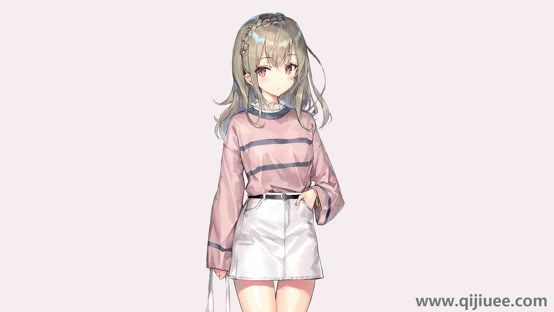 原创 人物 莫莫科 粉色 眼睛 动漫 女孩 灰发  电脑壁纸 4K壁纸3840 x 2160/1.03 MB-柒染云阁