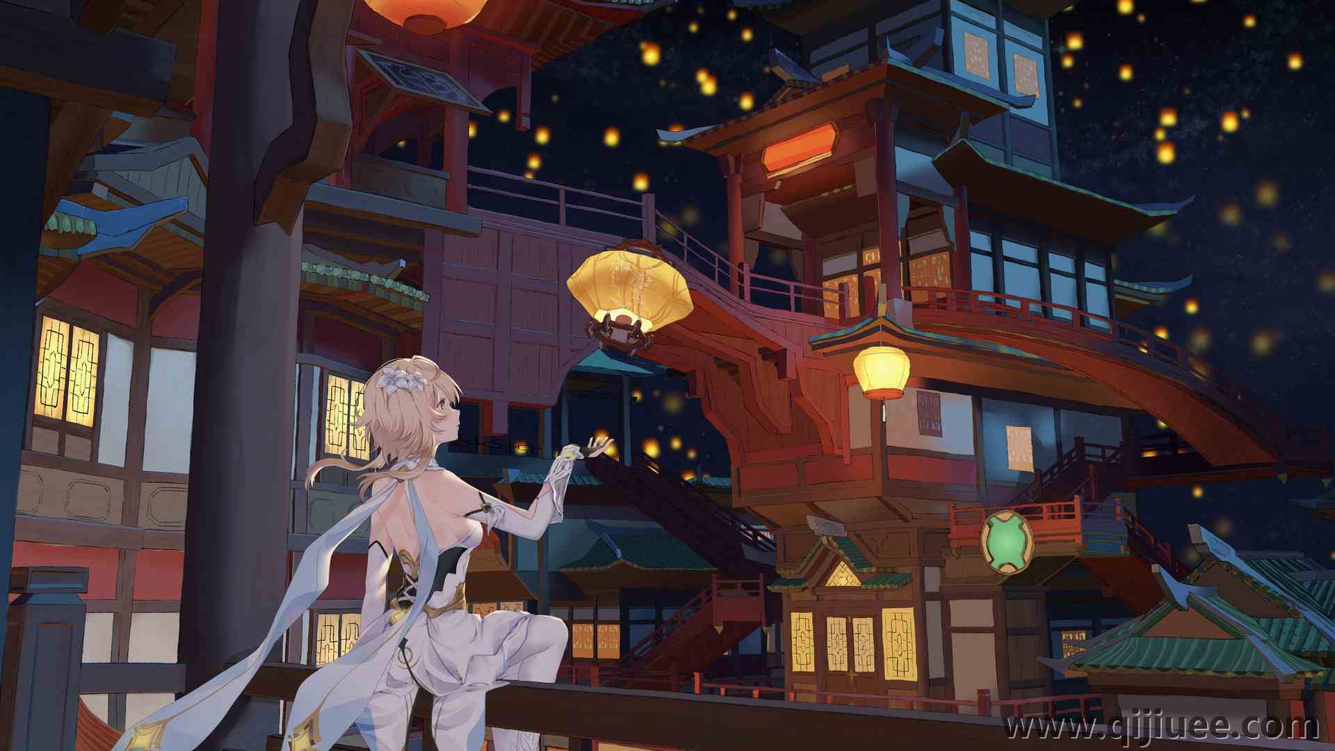 游戏 角色 动漫女孩 奇幻城市 原神 露明 连裤袜 灯笼 元宵节  电脑壁纸 4K壁纸6656 x 4533/6.17 MB-柒染云阁