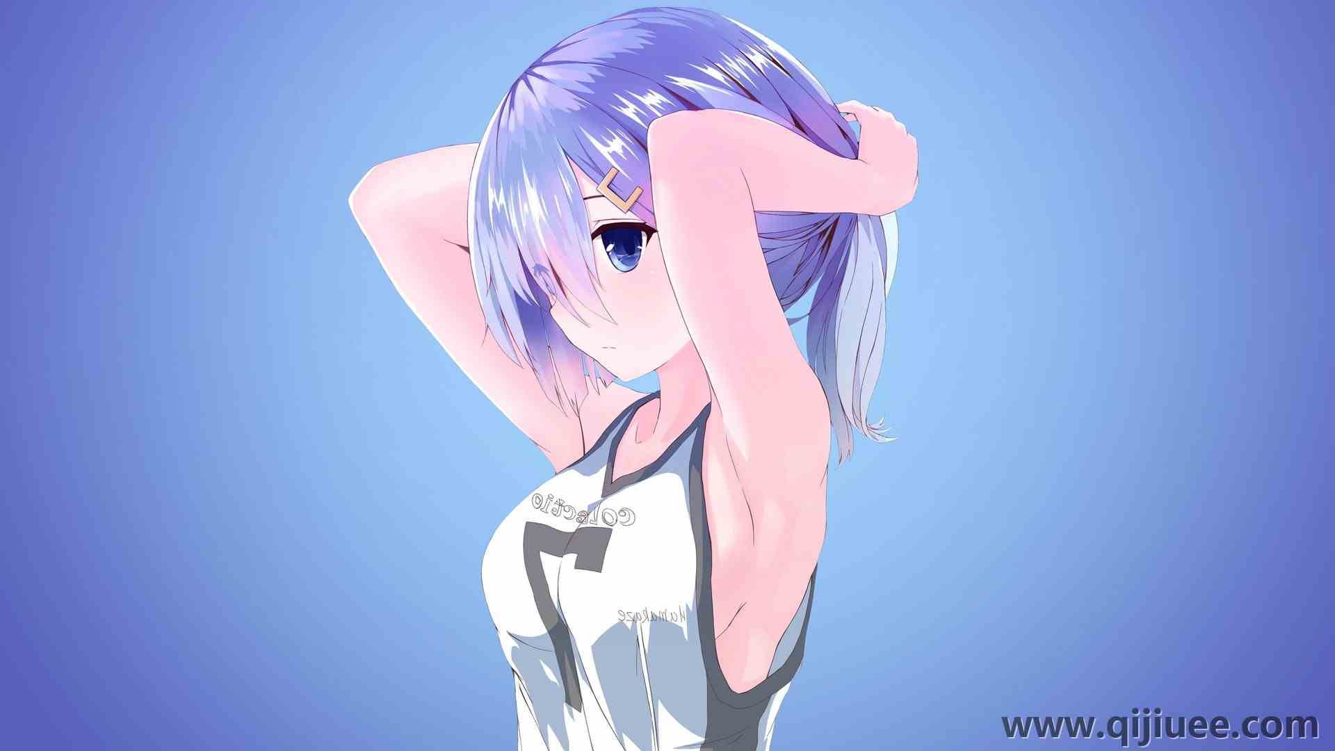 蓝眼睛 蓝色 头发 运动 服装 动漫女孩 动漫 紫色  电脑壁纸 4K壁纸3840 x 2160/0.38 MB-柒染云阁