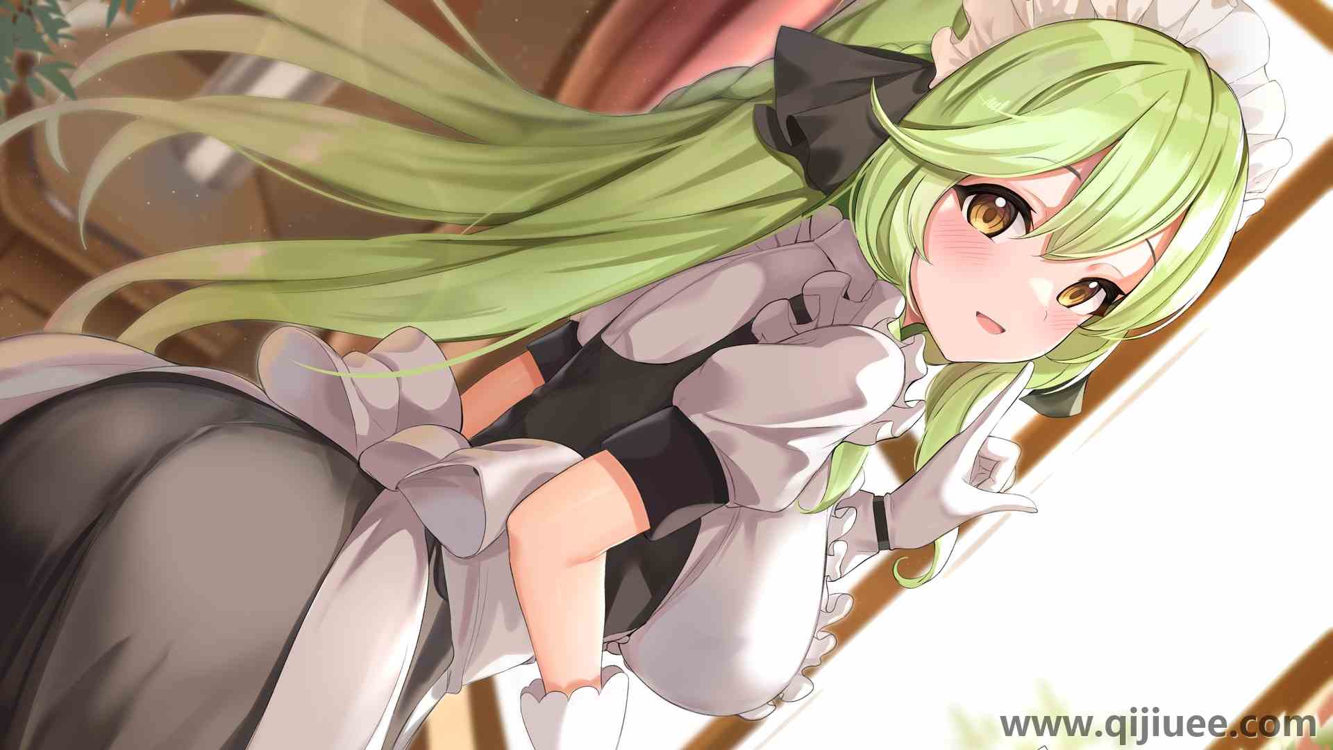 动漫 动漫女孩 女仆服装 女仆 绿色 头发  电脑壁纸 4K壁纸4229 x 2916/1.37 MB-柒染云阁