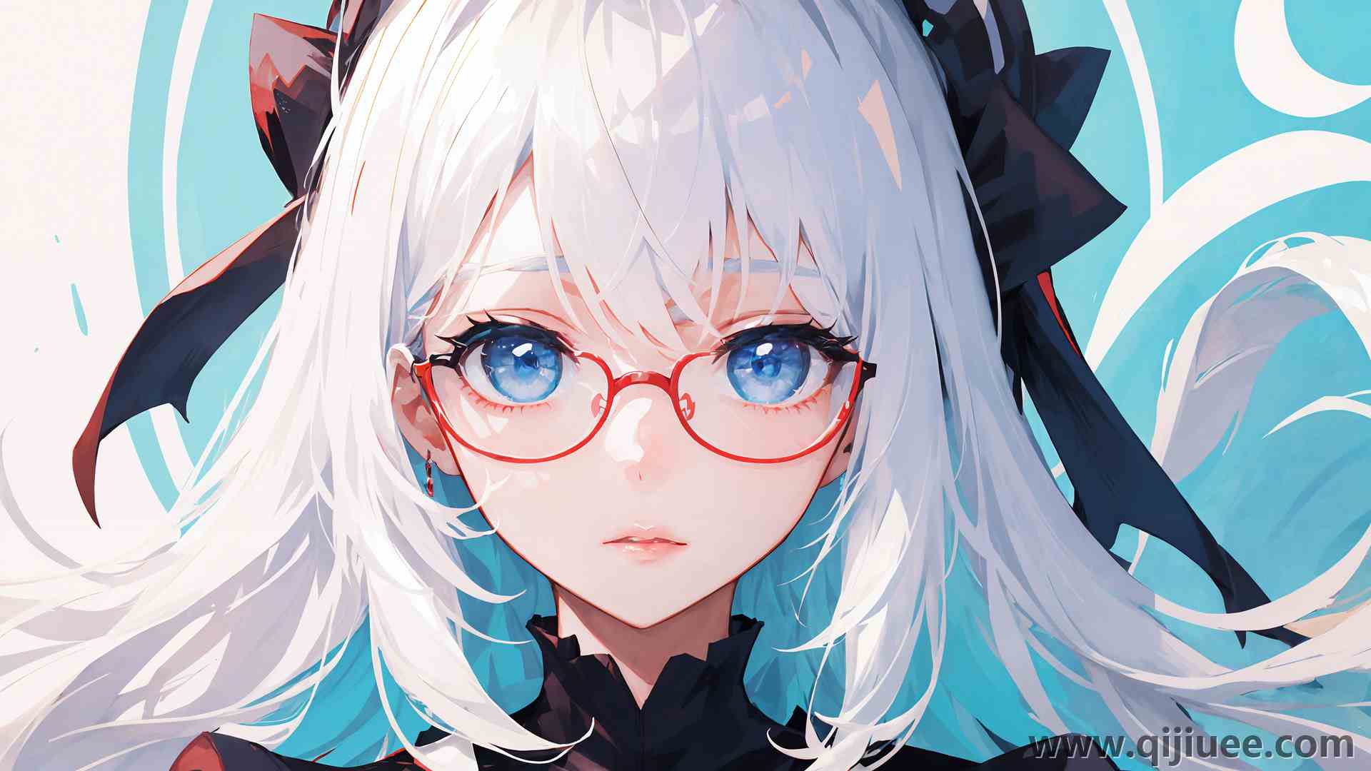 脸 长发 白发 蓝眼睛 动漫 动漫女孩 艺术 眼镜  电脑壁纸 4K壁纸3840 x 2160/13.24 MB-柒染云阁