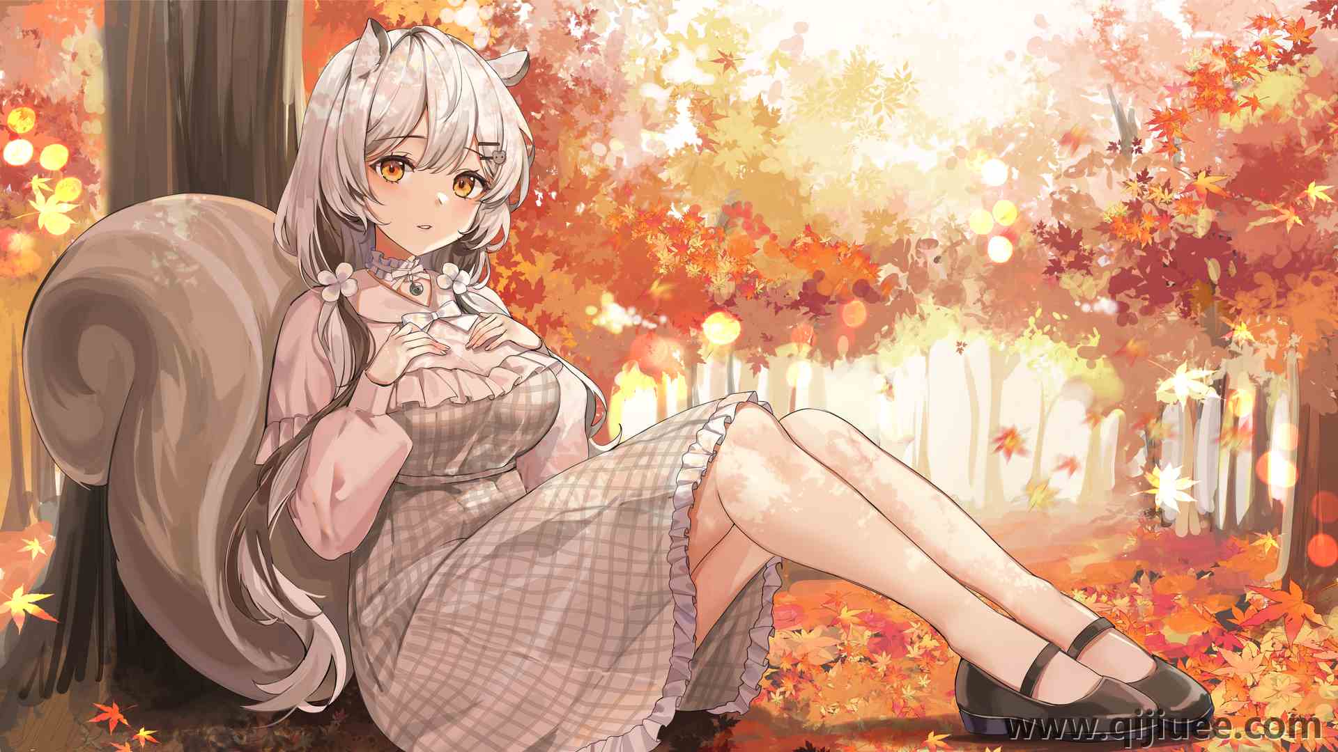 百合 女性 户外 长发 动漫 动漫女孩 松鼠 秋天 兽耳 尾巴 衣服 动物  电脑壁纸 4K壁纸3840 x 2160/7.08 MB-柒染云阁