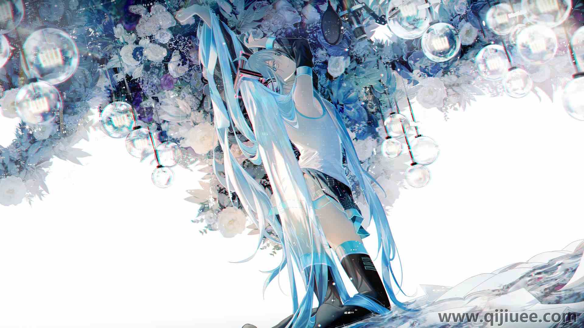 蓝头发 蓝眼睛 长发 动漫 动漫女孩 小提琴 初音 长袜 双尾   电脑壁纸 4K壁纸4000 x 2500/1.51 MB-柒染云阁