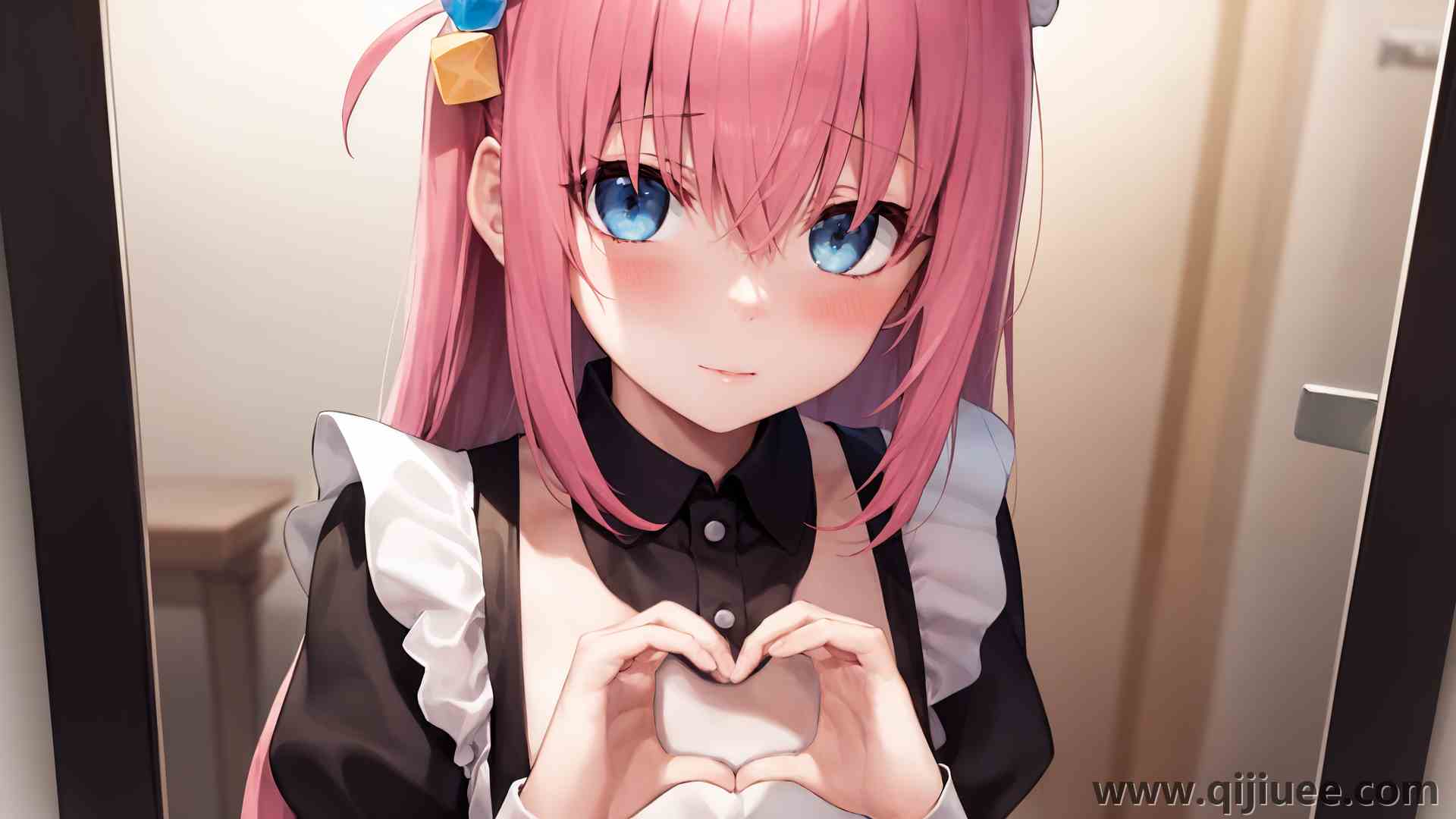 动漫女孩 动漫 女佣 艺术 女佣服装 腮红 心 心之手  电脑壁纸 4K壁纸3840 x 2160/9.07 MB-柒染云阁