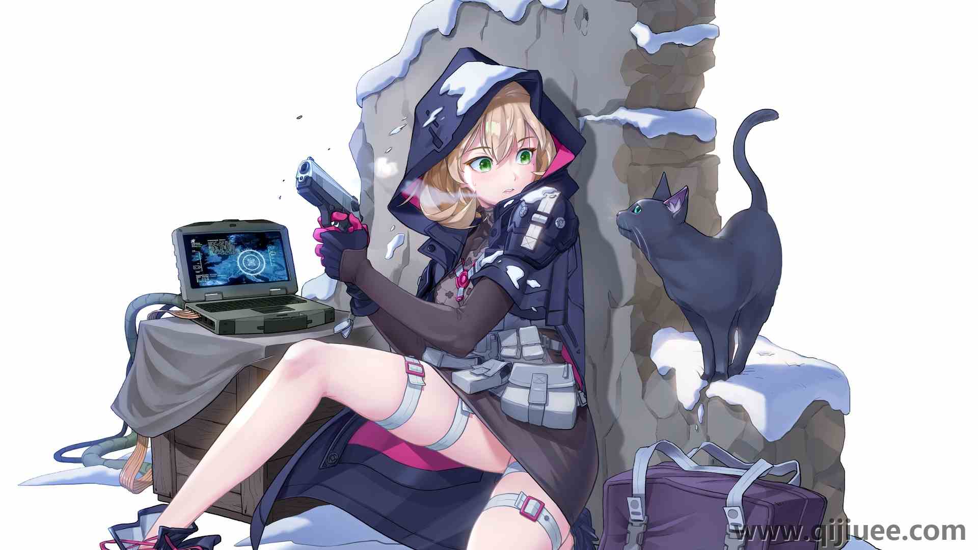 金发 绿眼睛 动漫 动漫女孩 AI艺术 少女前线 风暴 枪 斗篷 猫 雪  电脑壁纸 4K壁纸7006 x 6095/3.93 MB-柒染云阁