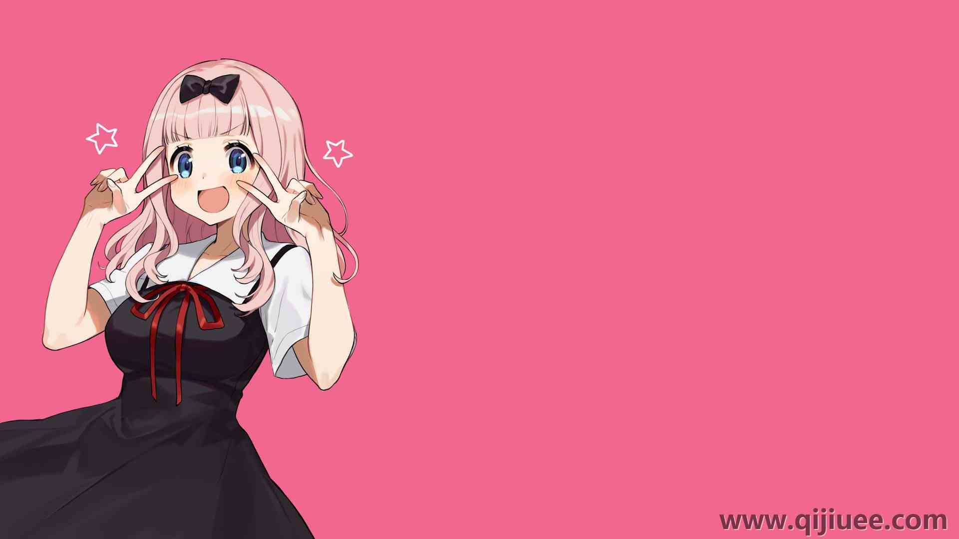藤原千香 动漫 动漫女孩 粉色背景 发带 校服  电脑壁纸 4K壁纸3840 x 2160/1.03 MB-柒染云阁