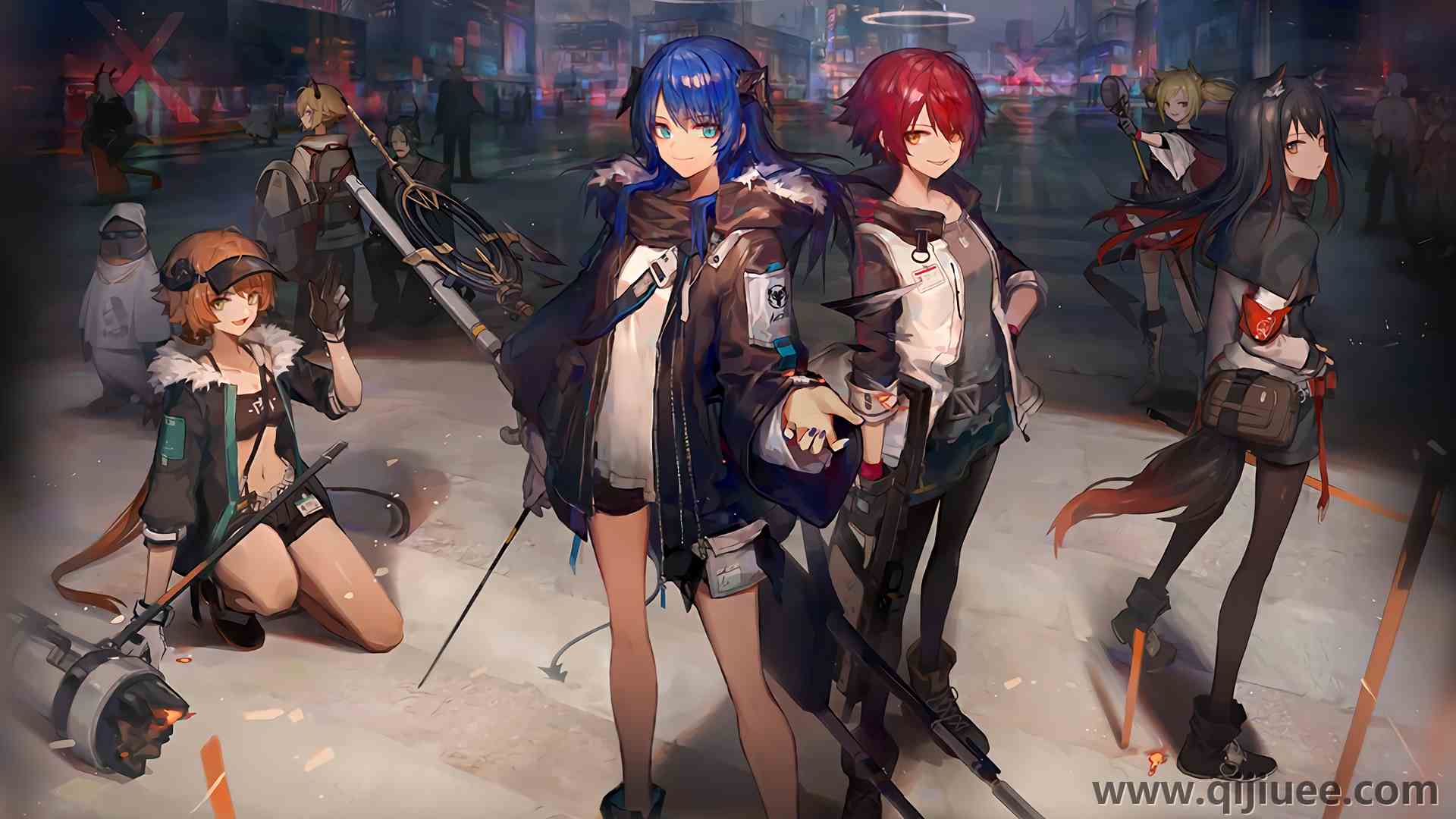 游戏 角色 红发 蓝发 武士 动漫女孩 游戏CG 艺术 尤西艾 武士 明日方舟 电脑壁纸 4K壁纸6399 x 3938/6.9 MB-柒染云阁