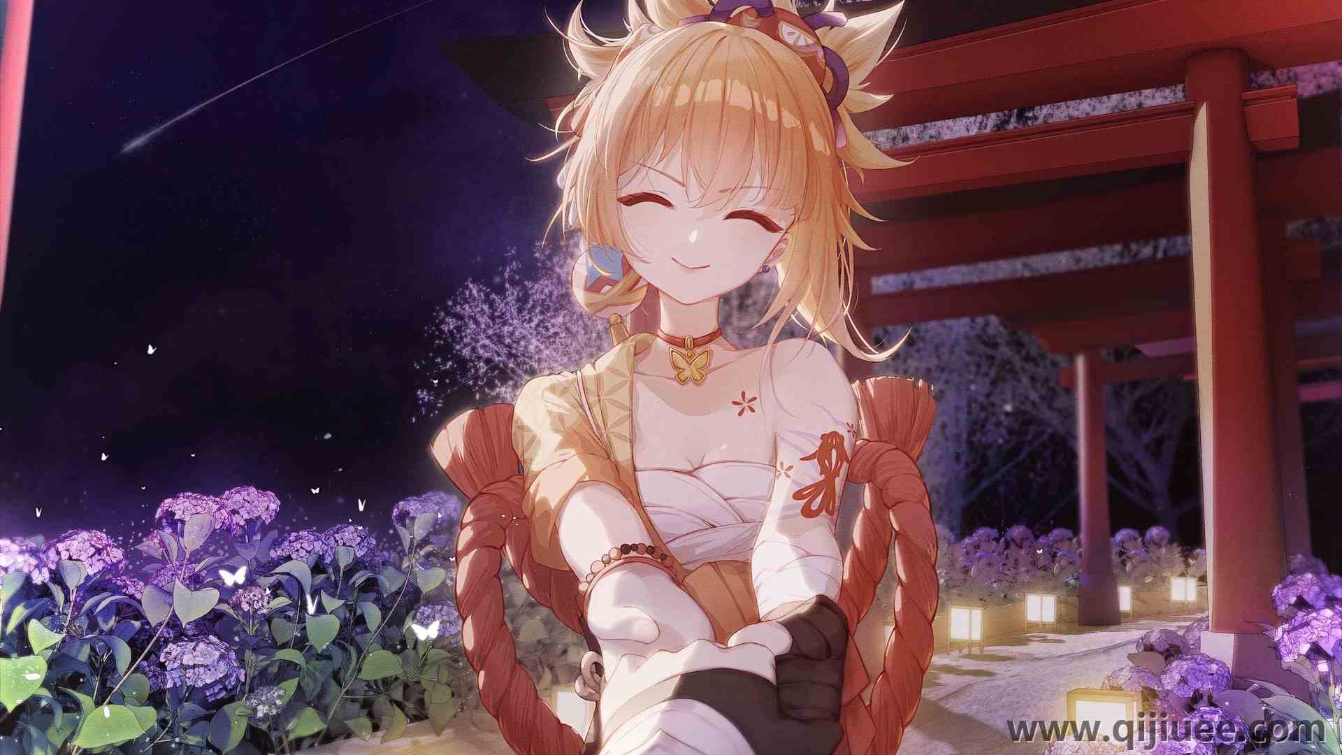 长发 金发 动漫 动漫女孩 原神  艺术 灯笼  电脑壁纸 4K壁纸4000 x 2500/0.53 MB-柒染云阁