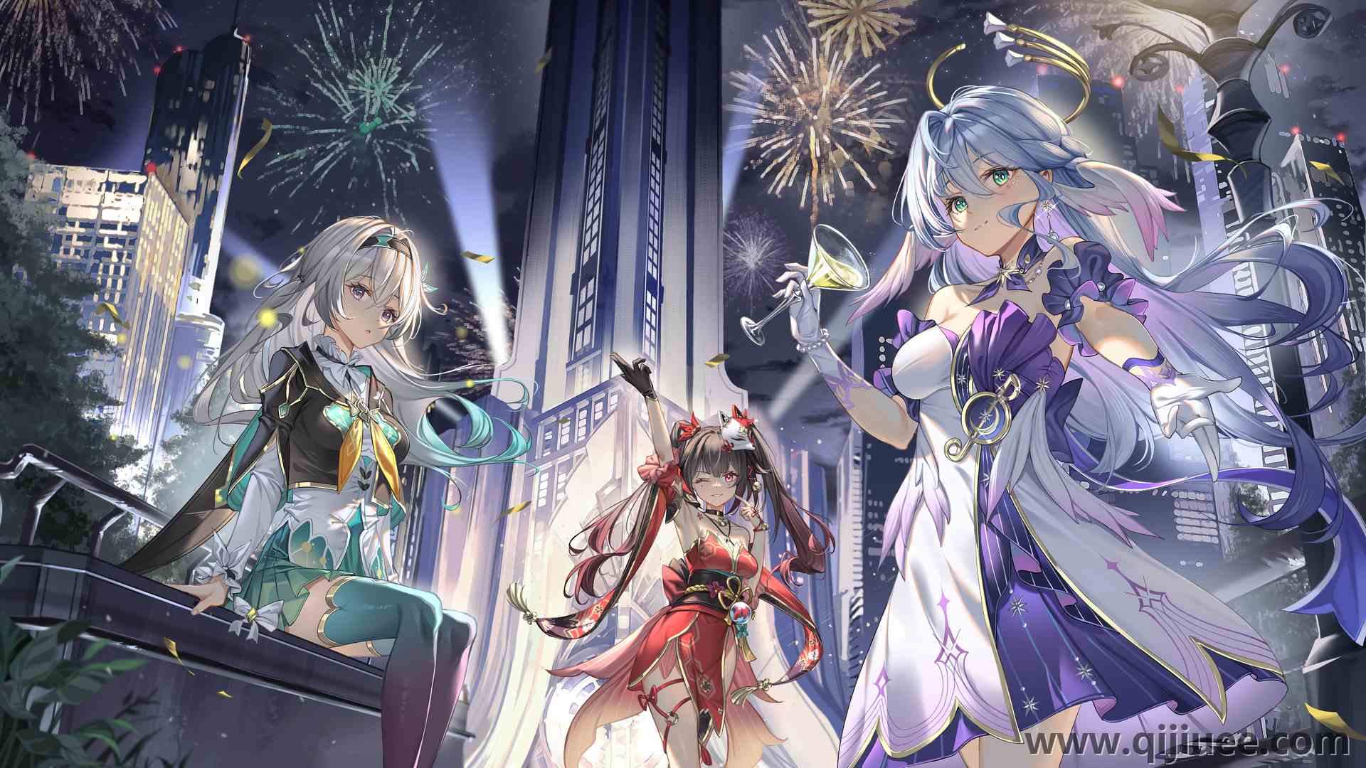 长发 艺术家 嘴唇 站着 眼睛 动漫游戏 女孩 烟花 建筑 天空 大腿 崩坏  电脑壁纸 4K壁纸3840 x 2160/8.66 MB-柒染云阁