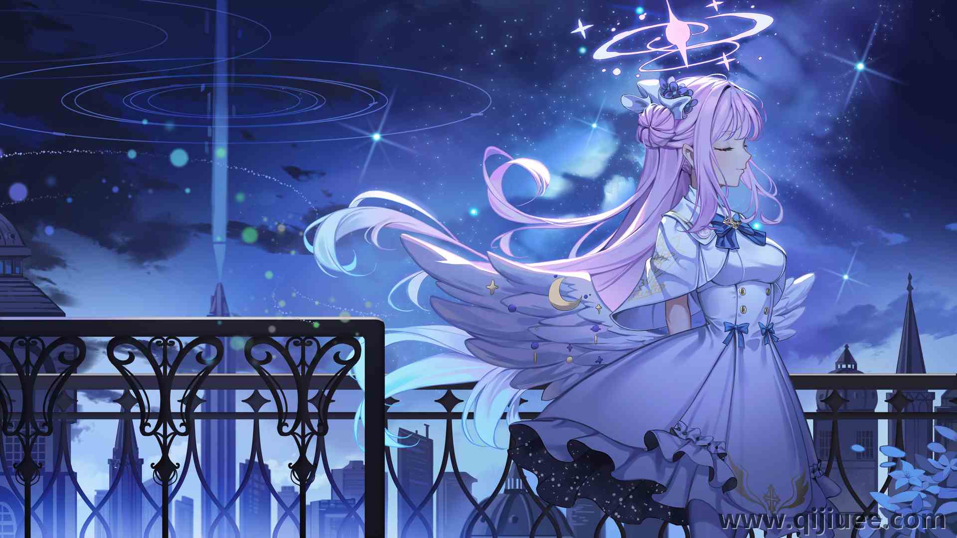 发髻 粉色头发 长发 动漫 动漫女孩 蔚蓝档案 米卡 翅膀 夜晚 天空 云 蝴蝶结 制服 鲜花 花瓣  电脑壁纸 4K壁纸3840 x 2160/3.41 MB-柒染云阁