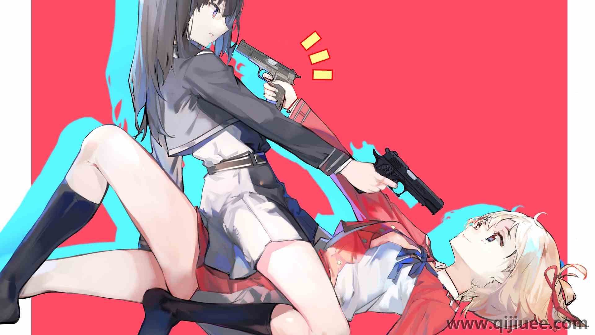 娇小 女孩  AI艺术 动漫 动漫女孩 枪  大腿  袜子 裙子 瞄准   电脑壁纸 4K壁纸5016 x 3541/5.88 MB-柒染云阁
