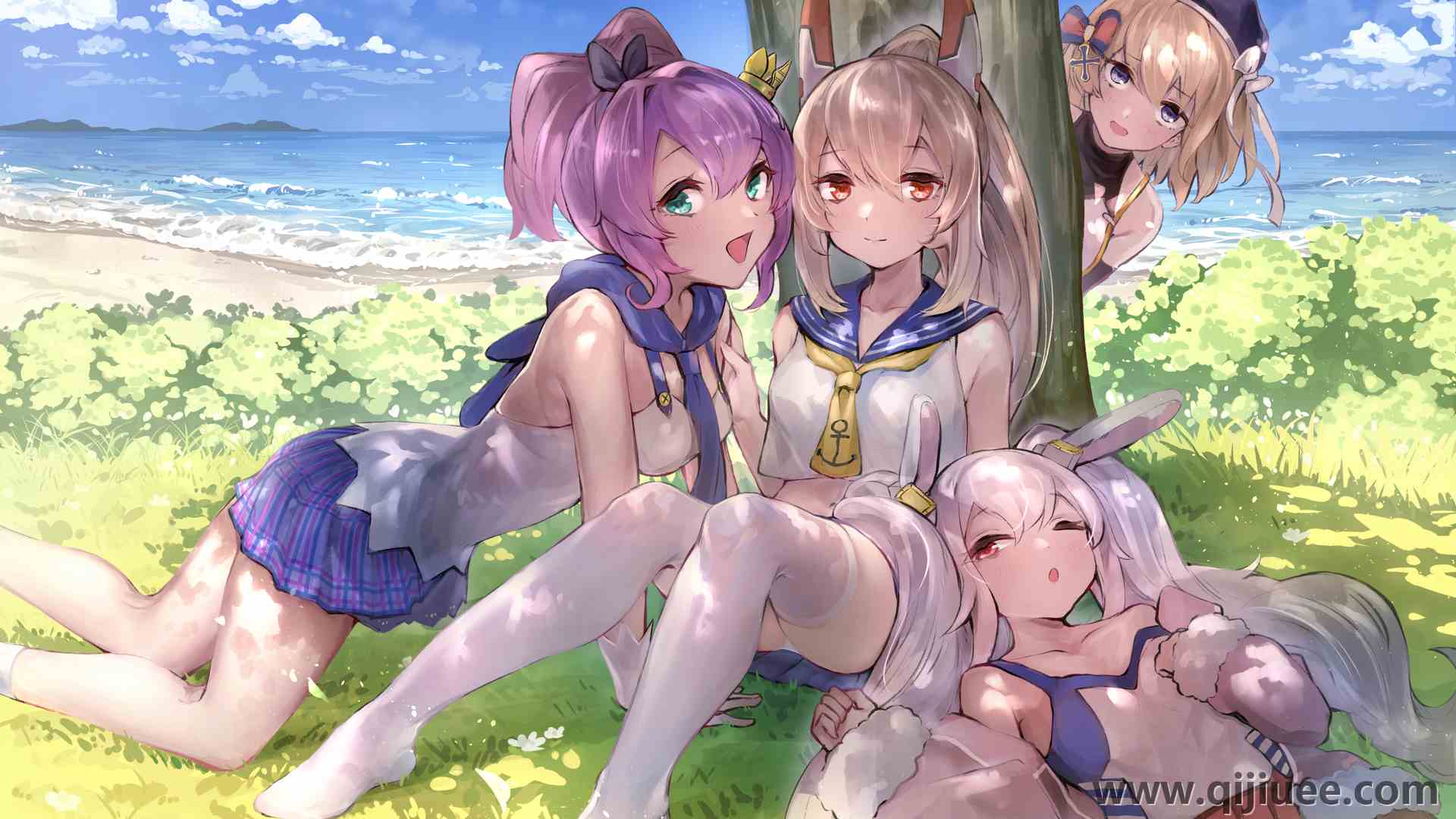 马尾辫 短发 白发 紫色头发 金发 动漫 动漫女孩 蔚蓝档案 双尾 AI艺术  电脑壁纸 4K壁纸4093 x 2894/12.01 MB-柒染云阁