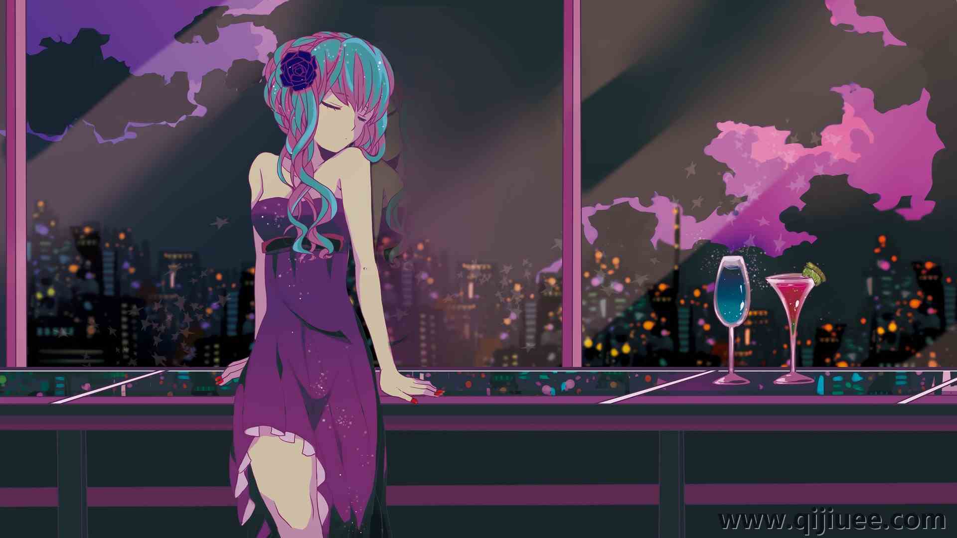 动漫女孩 动漫 设计 绘画 概念 紫色 艺术 电脑壁纸 4K壁纸3840 x 2160/0.63 MB-柒染云阁