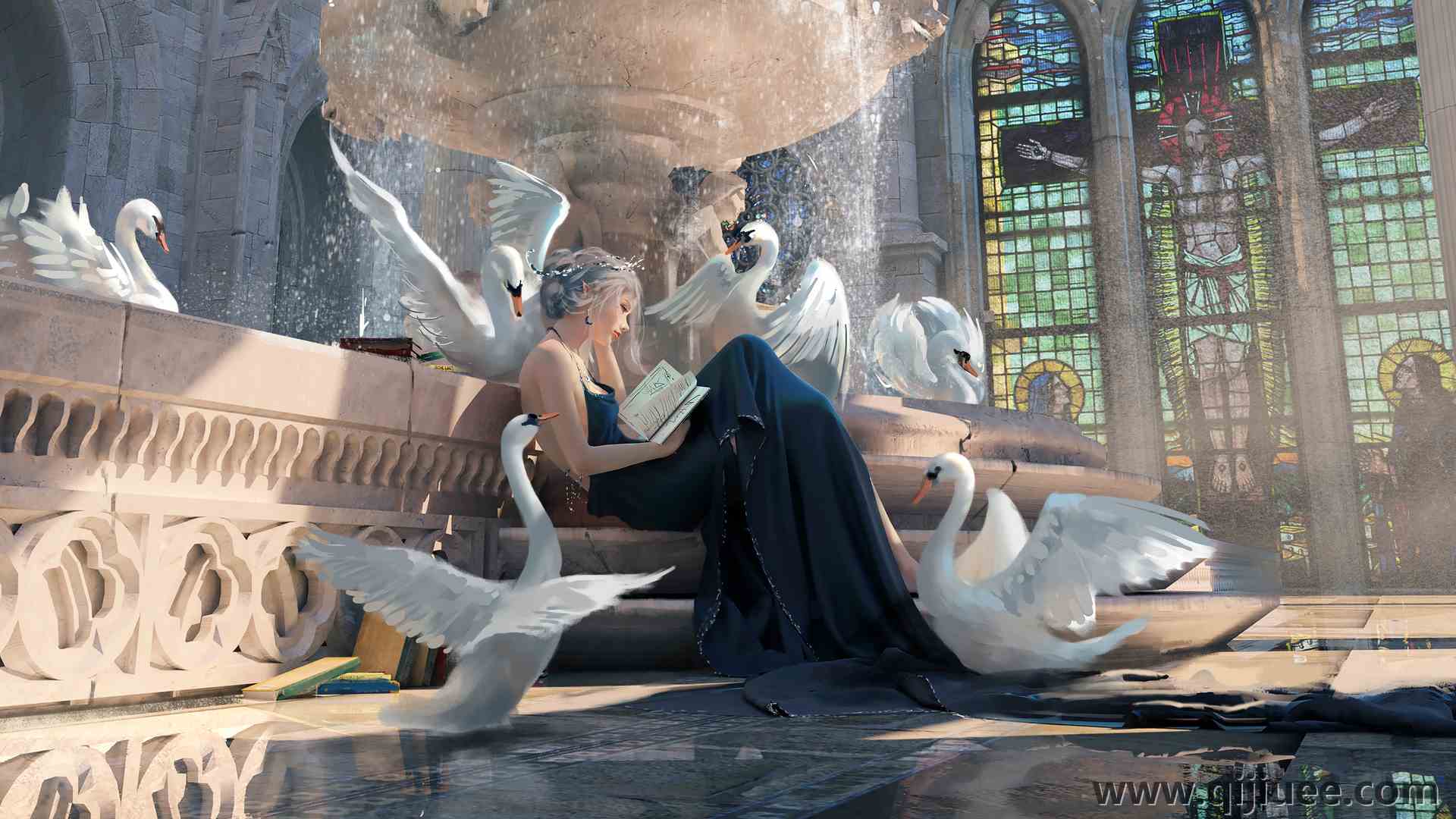 公主 女人 天鹅 图片 电脑壁纸 4K壁纸4011 x 2246/5.18 MB-柒染云阁