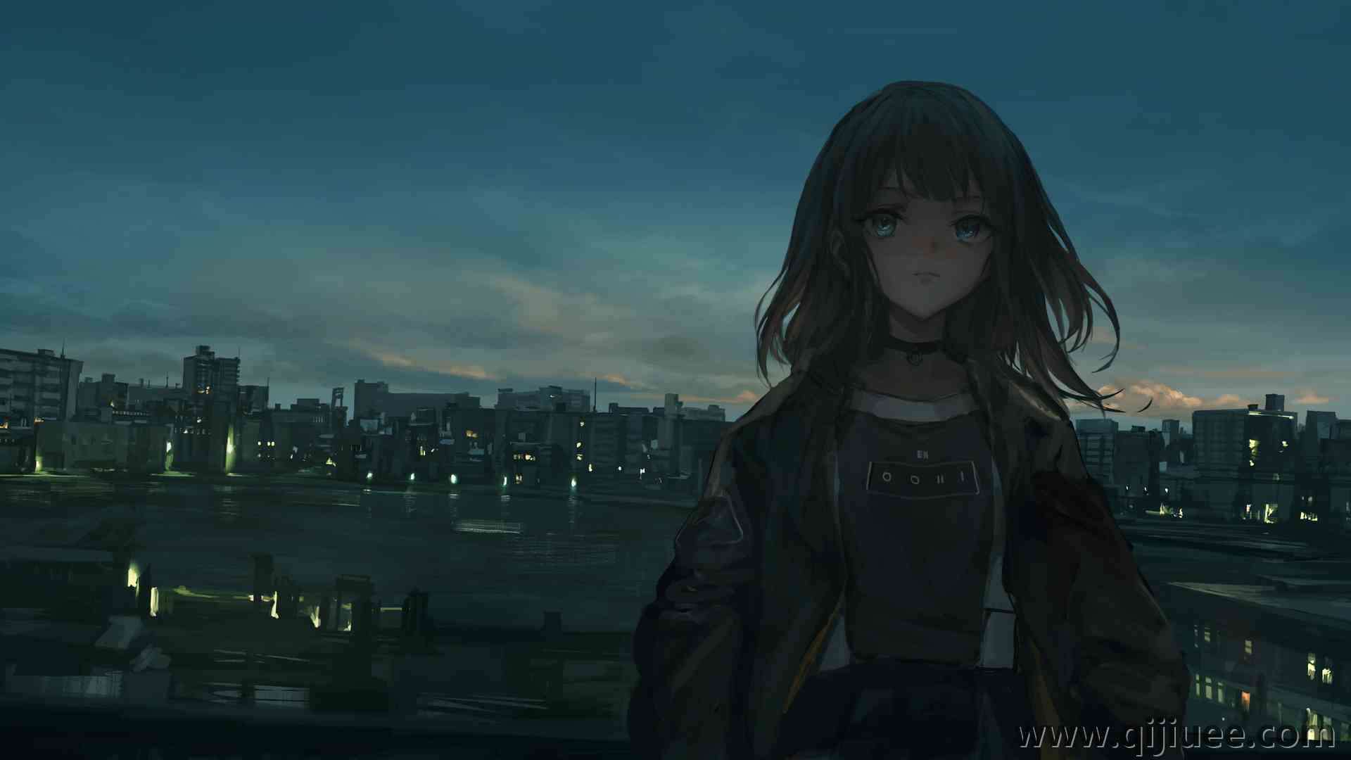 人物 蓝眼睛 女人 动漫女孩 城市风光 城市 黑暗 艺术  4K壁纸6000 x 2828/3.62 MB-柒染云阁