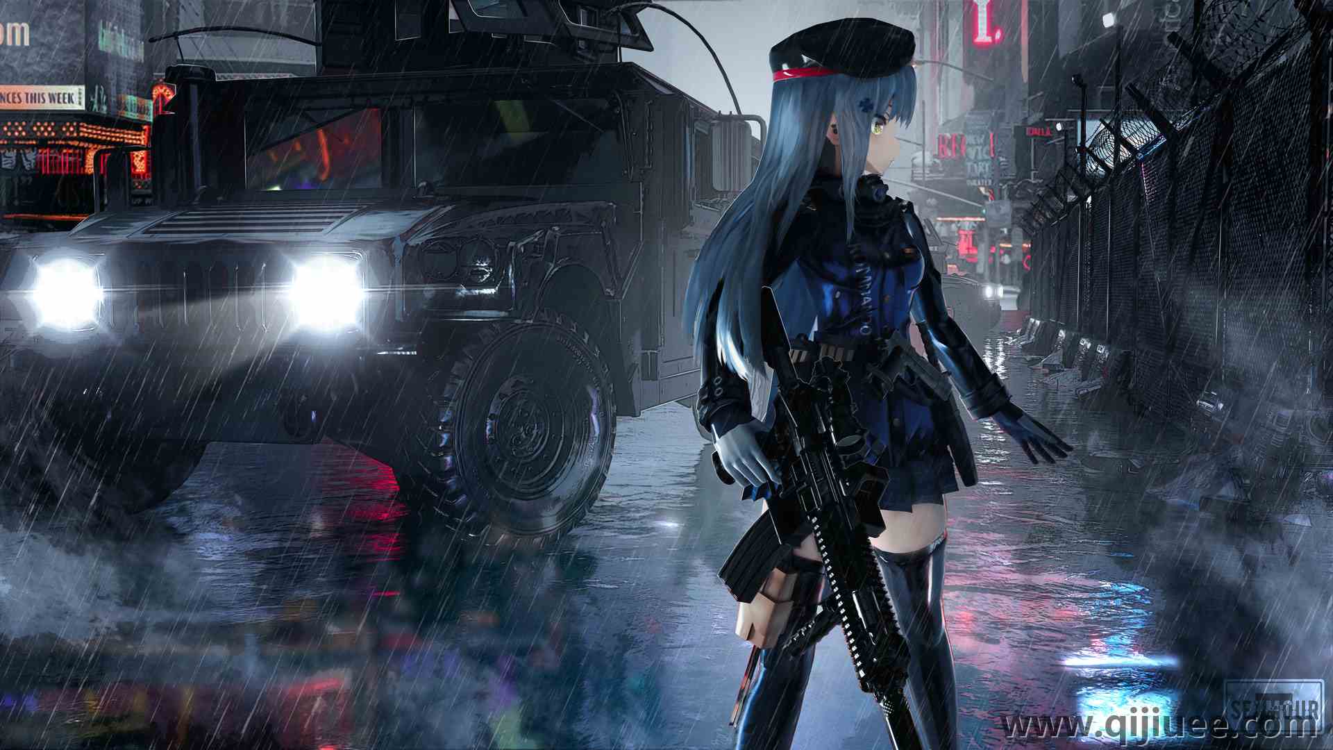 少女前线 西摩 动漫 动漫女孩 少女前线 雨 汽车 突击步枪  电脑壁纸 4K壁纸5000 x 2812/12.05 MB-柒染云阁