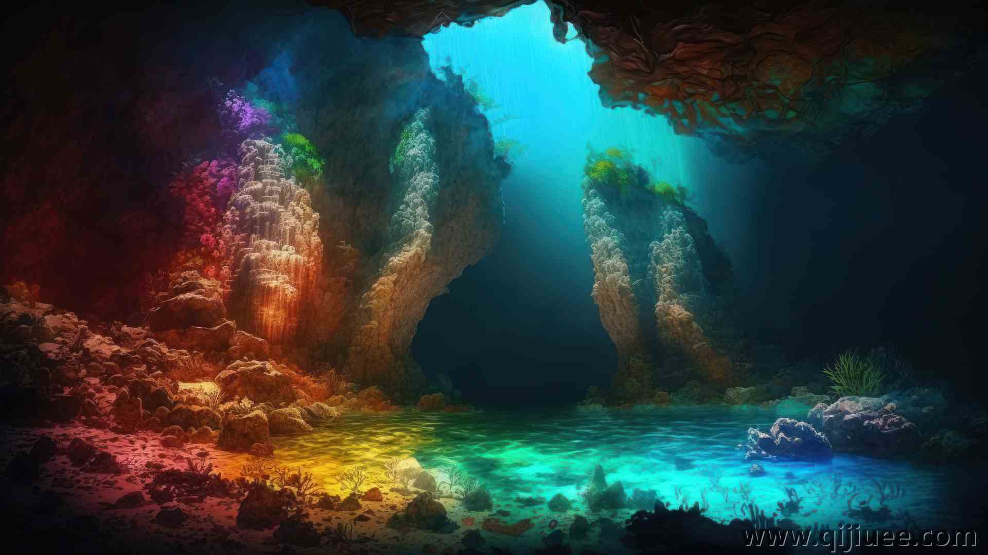 艺术 五颜六色 水下 水 自然  电脑壁纸 4K壁纸4579 x 2616/7.83 MB-柒染云阁