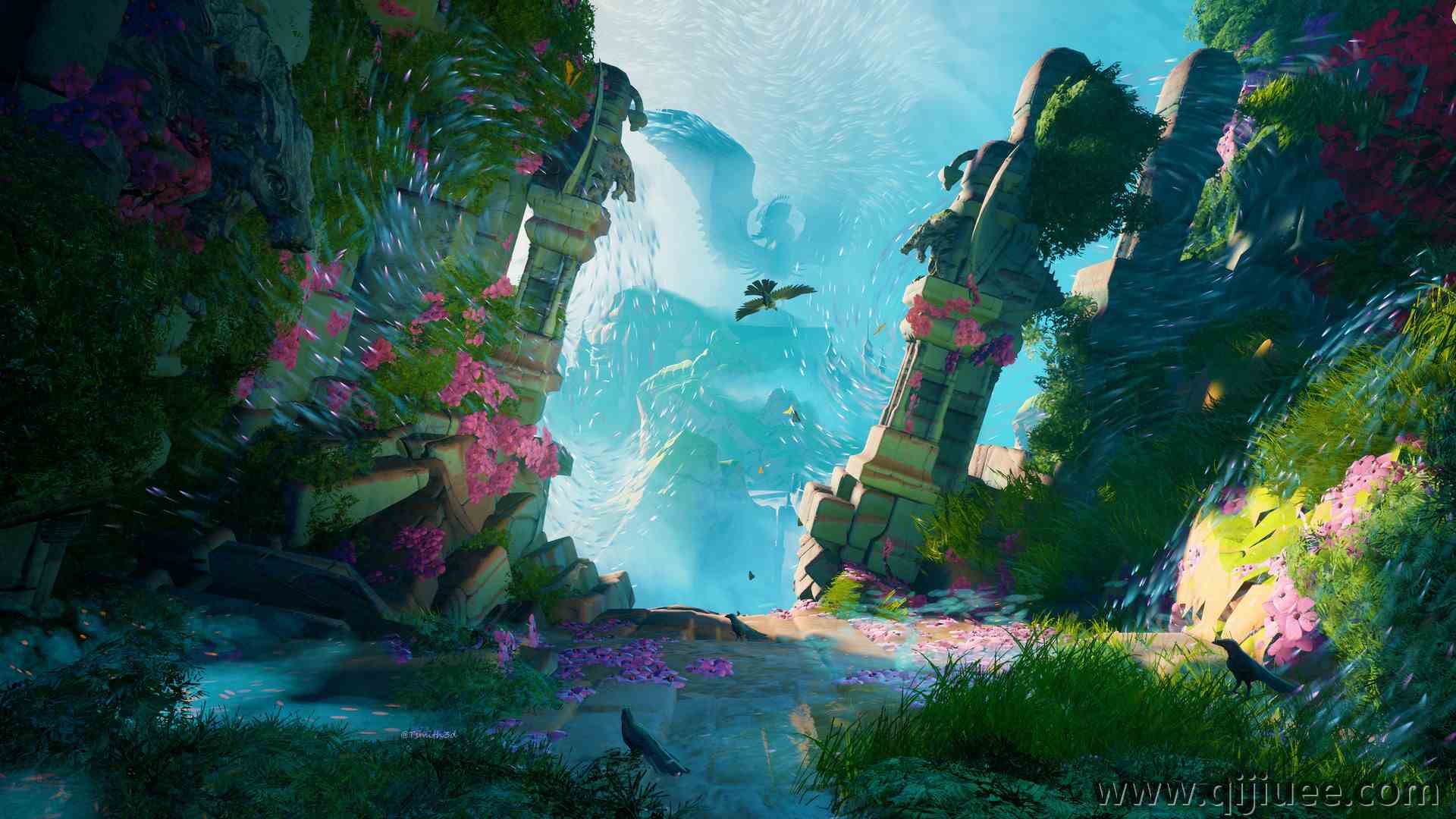 AI艺术 鸟 花 遗址 游戏 概念设计 绘画 电脑壁纸 4K壁纸3840 x 2160/2.73 MB-柒染云阁