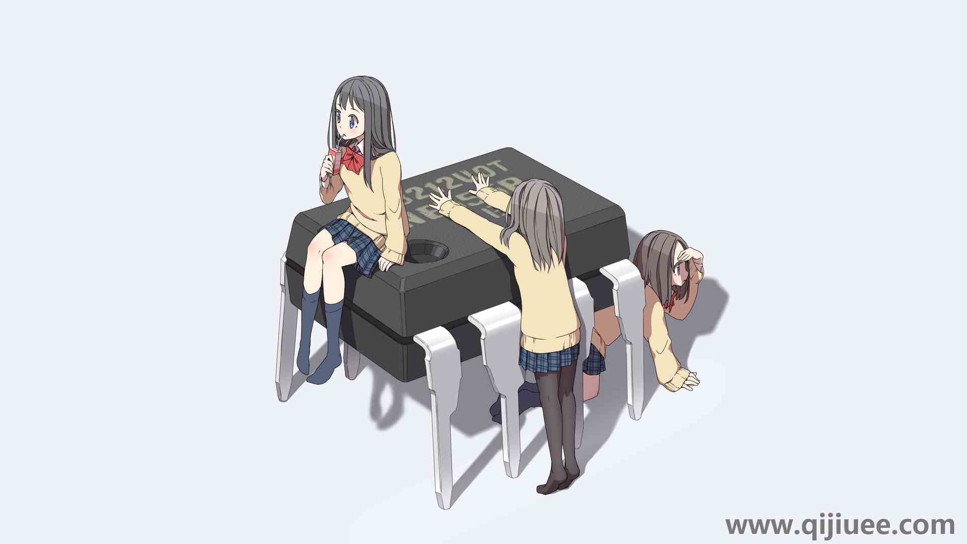 薯片 动漫女孩 简单背景  4K壁纸3840 x 2400/1.19 MB-柒染云阁