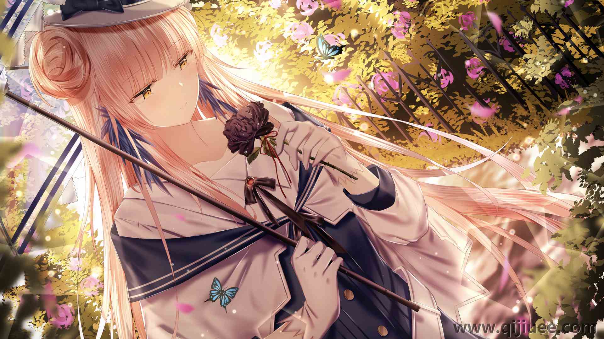 金发 长发 戴帽子的女人 动漫 连衣裙 鲜花 蝴蝶 4K壁纸4500 x 3036/15.05 MB-柒染云阁