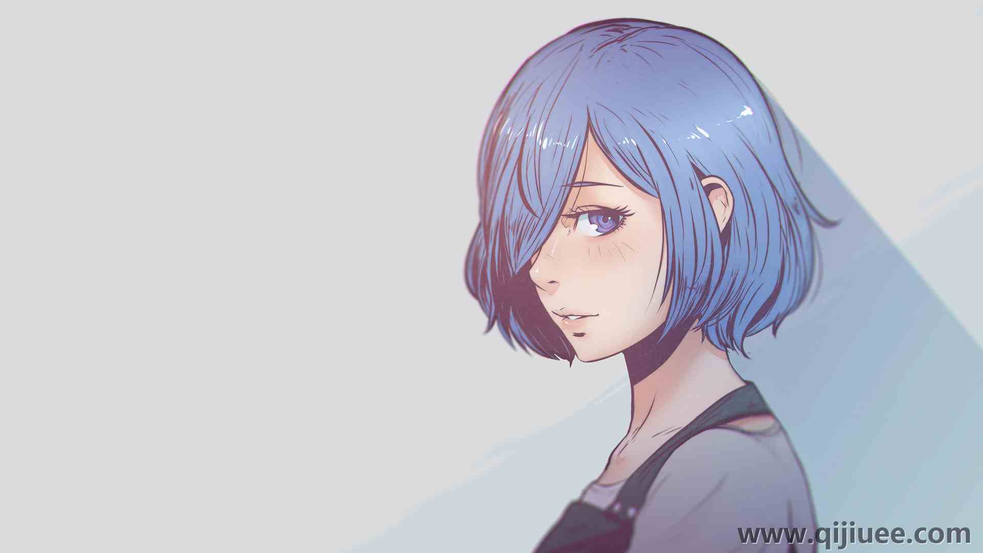 蓝色头发 女人 东京食尸鬼 4K壁纸3840 x 2160/2.94 MB-柒染云阁