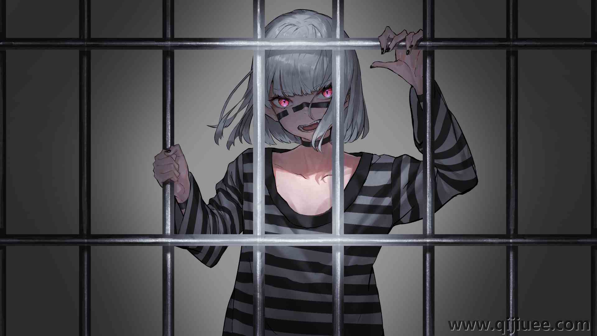 红眼睛 短发 囚犯 库罗诺瓦 动漫 动漫女孩 监狱 黑指甲 银发  4K壁纸4000 x 2250/3.87 MB-柒染云阁