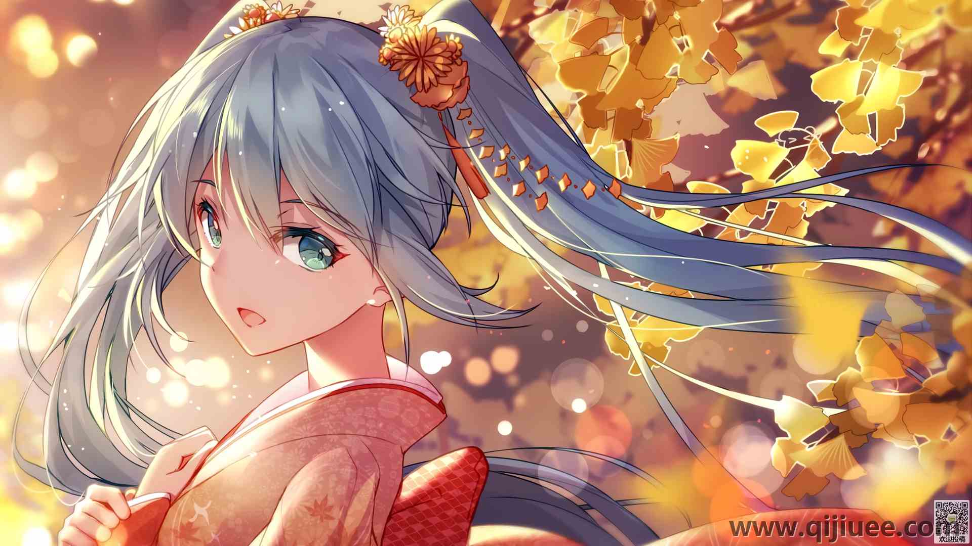 蓝眼睛 蓝头发 动漫女孩 小提琴 双尾  4K壁纸3840 x 2160/6.42 MB-柒染云阁