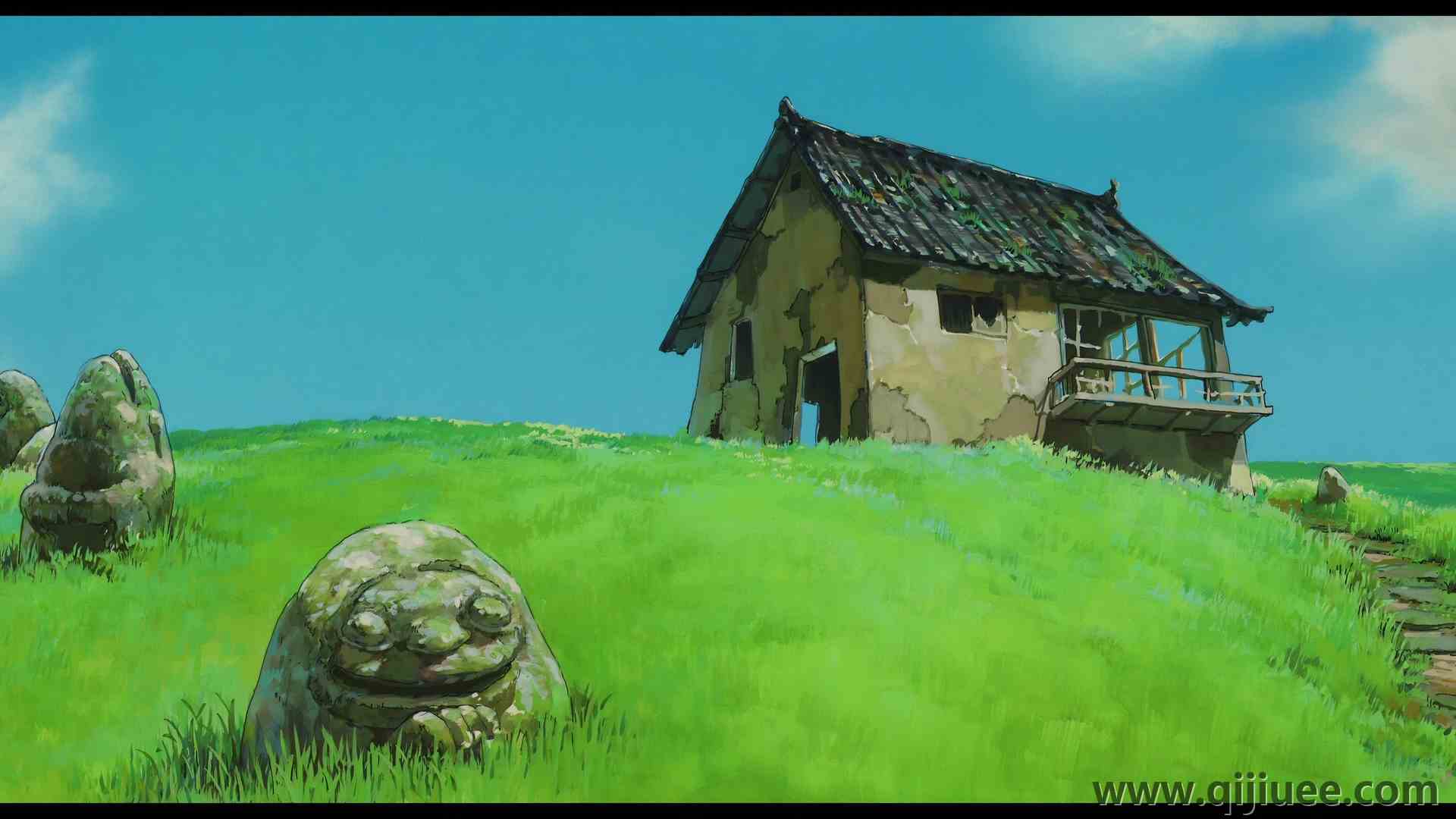千与千寻 动漫 房屋 田野 雕像 天空 4K壁纸5760 x 3240/9.8 MB-柒染云阁