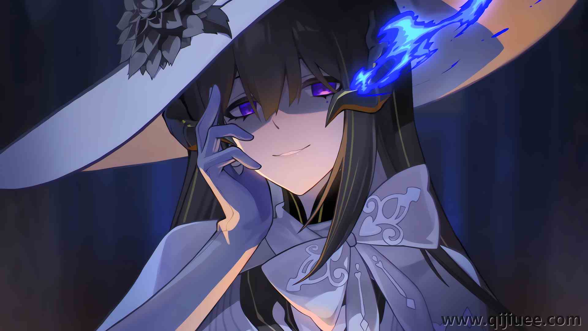 戴帽子的女人 游戏 女孩 星轨 蓝色火焰 动漫女孩 4K壁纸3840 x 2160/8.08 MB-柒染云阁