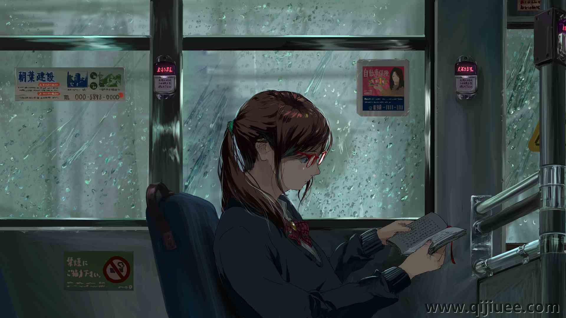 黑发 动漫女孩 水滴 雨  4K壁纸5626 x 2724/4.86 MB-柒染云阁