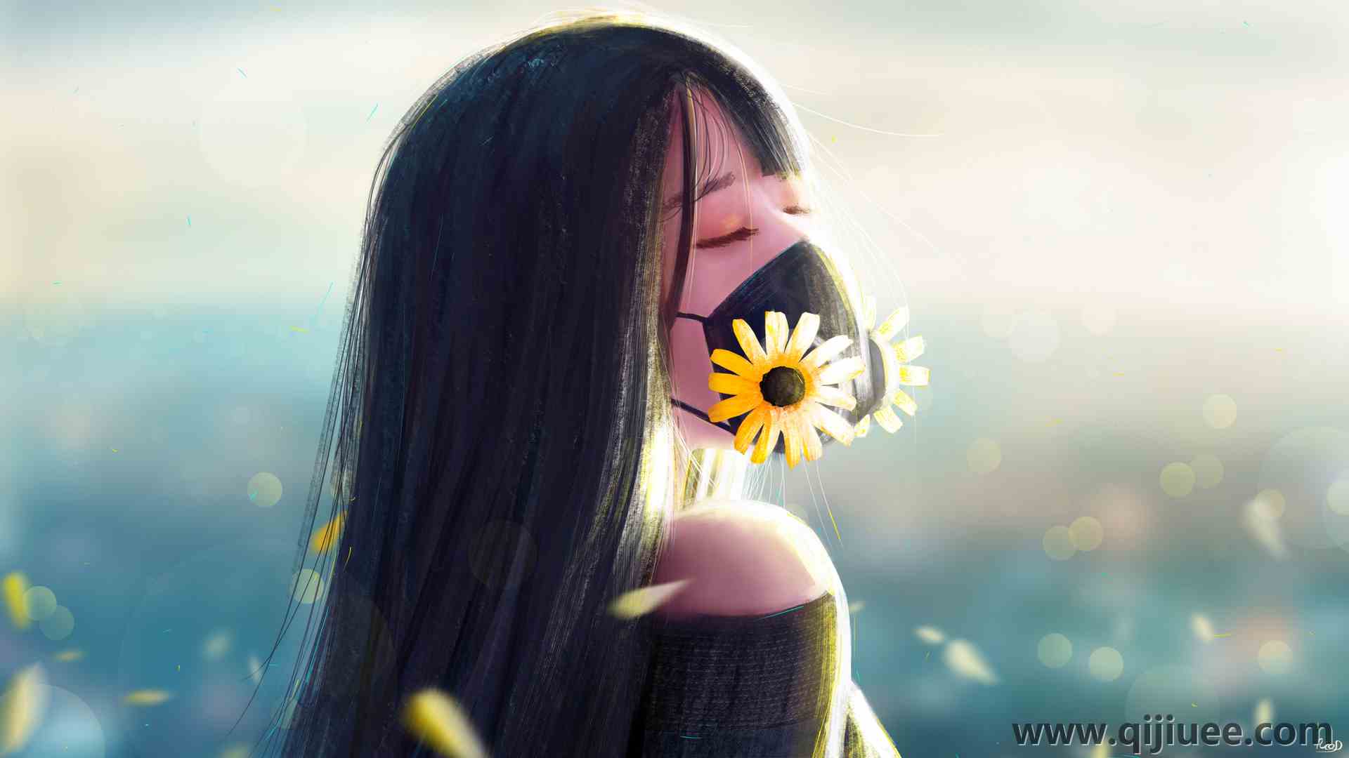 女人 鲜花 AI艺术 向日葵 绘画 艺术 电脑壁纸 4K壁纸3840 x 2160/4.63 MB-柒染云阁