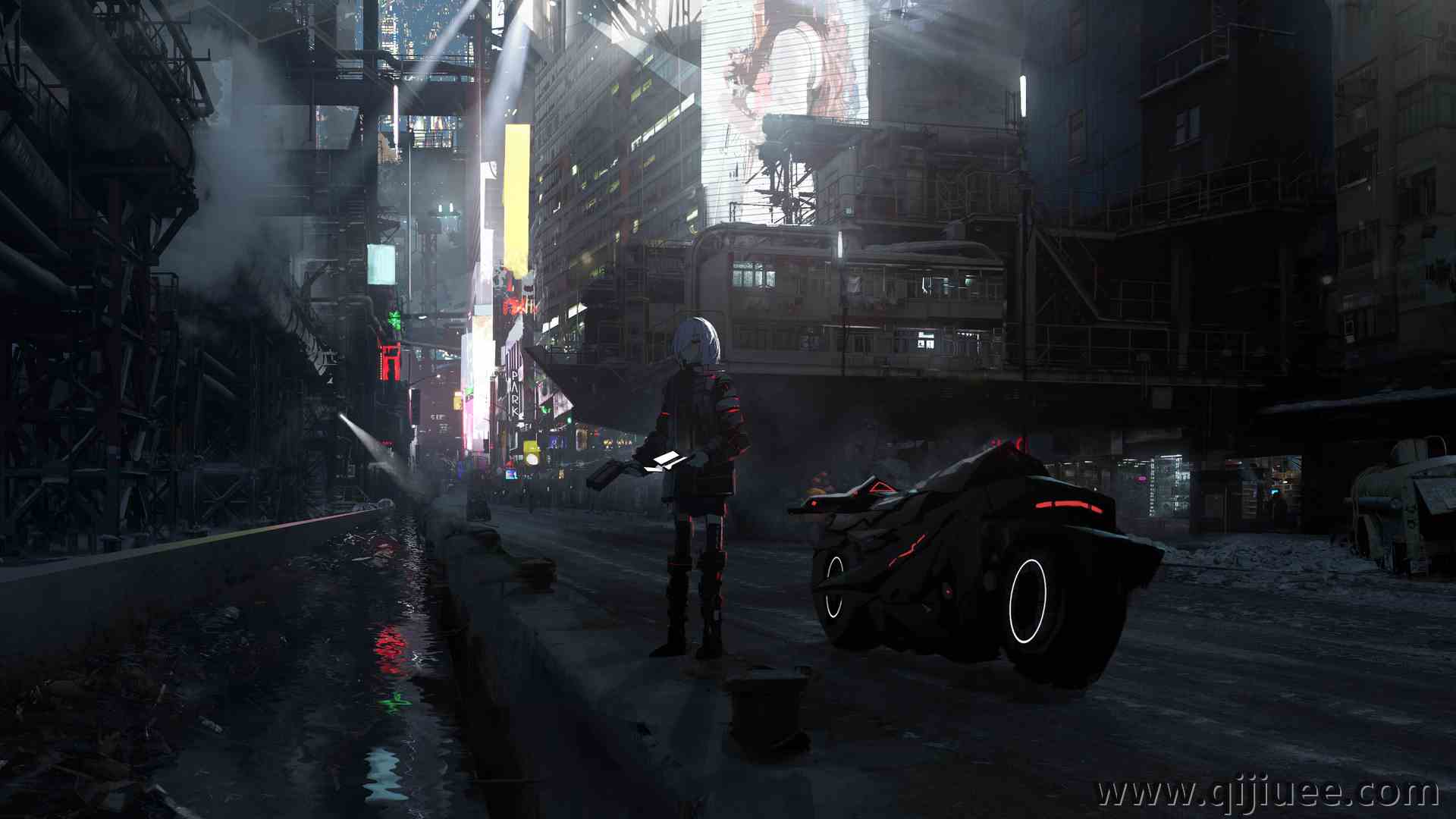 艺术家 赛博朋克 摩托车 日光 霓虹灯  4K壁纸5874 x 2492/15.58 MB-柒染云阁