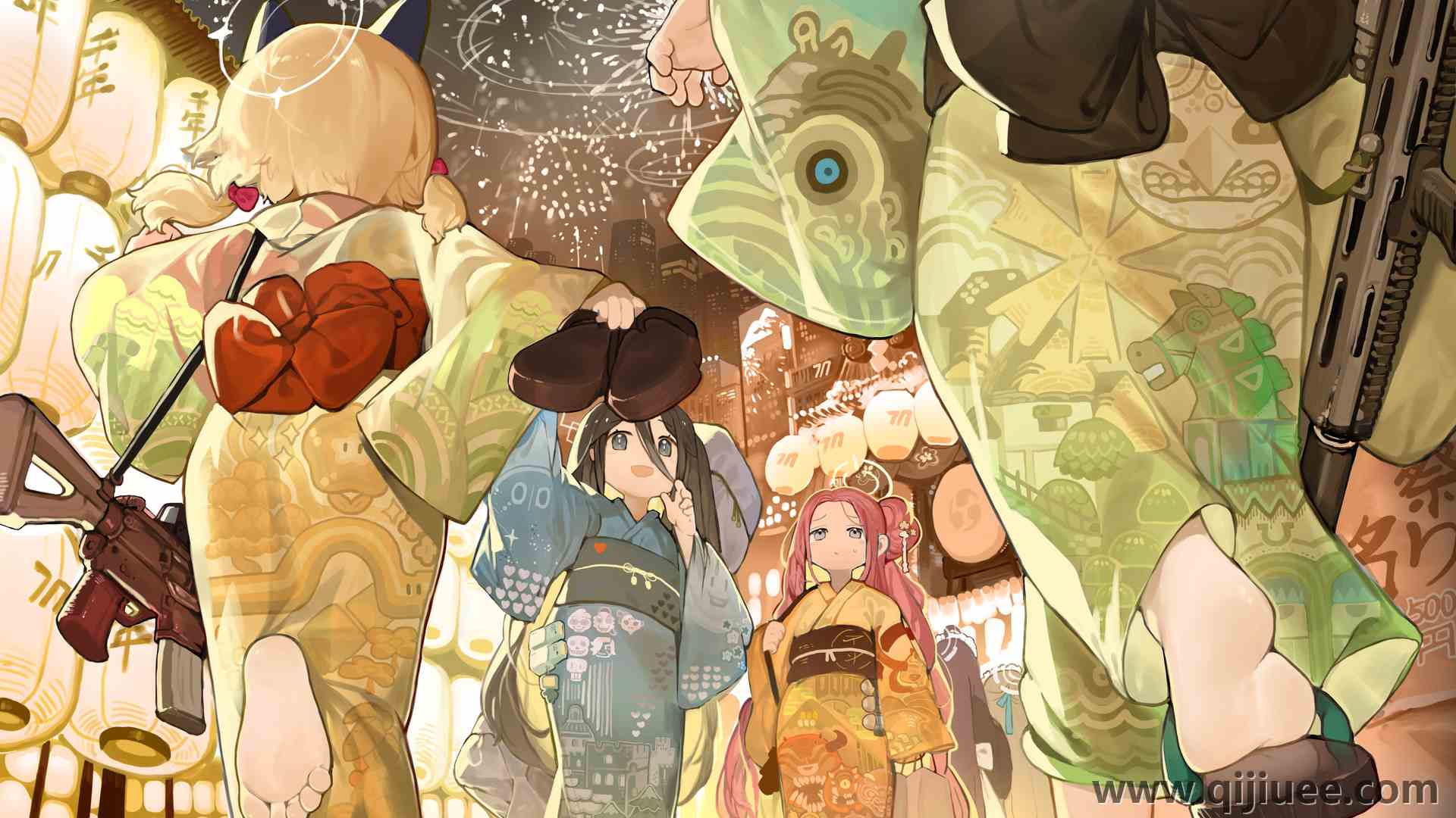 女孩 汗水 动漫 蓝色档案 浴衣 和服 动漫女孩 烟花 灯笼 灯光 跑步 双胞胎 枪 集会 4K壁纸4096 x 2394/8.27 MB-柒染云阁
