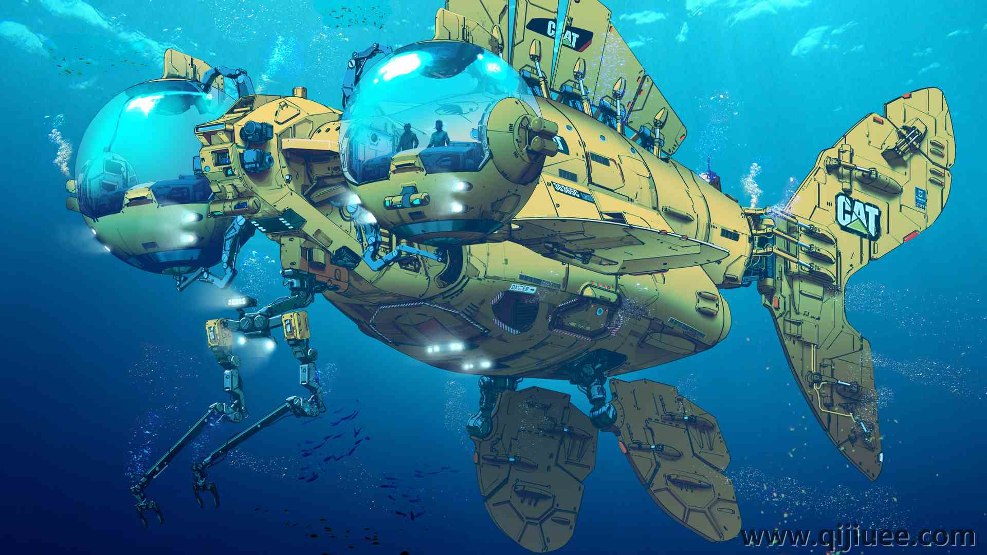 潜艇 金鱼 水下 未来主义 水 AI艺术 4K壁纸3840 x 3162/2.42 MB-柒染云阁